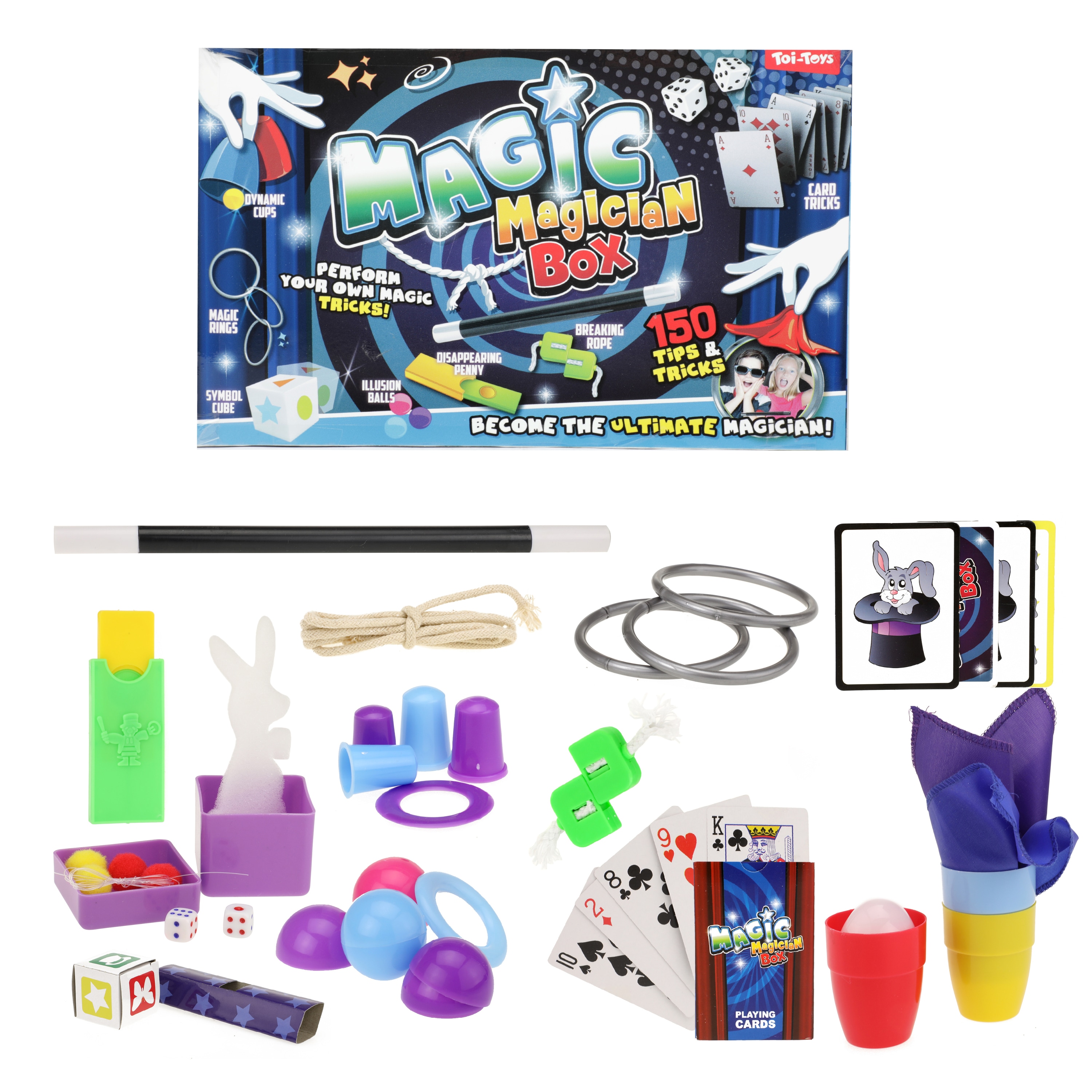 Toi-Toys 35219A - Zauberkasten mit 150 Zaubertricks Magic Magician Box Tricks zaubern Kinder Kartentricks 