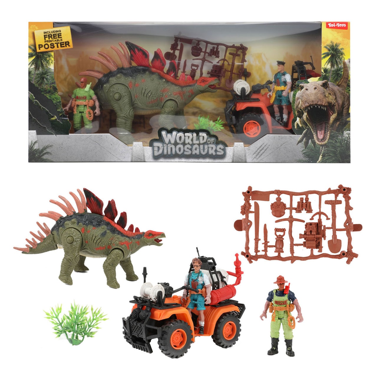 Toi-Toys WORLD OF DINOSAURS Dino + Quad Spielset mit Zubeh&ouml;r ab 3 Jahren Dinos Dinosaurier Kinder 
