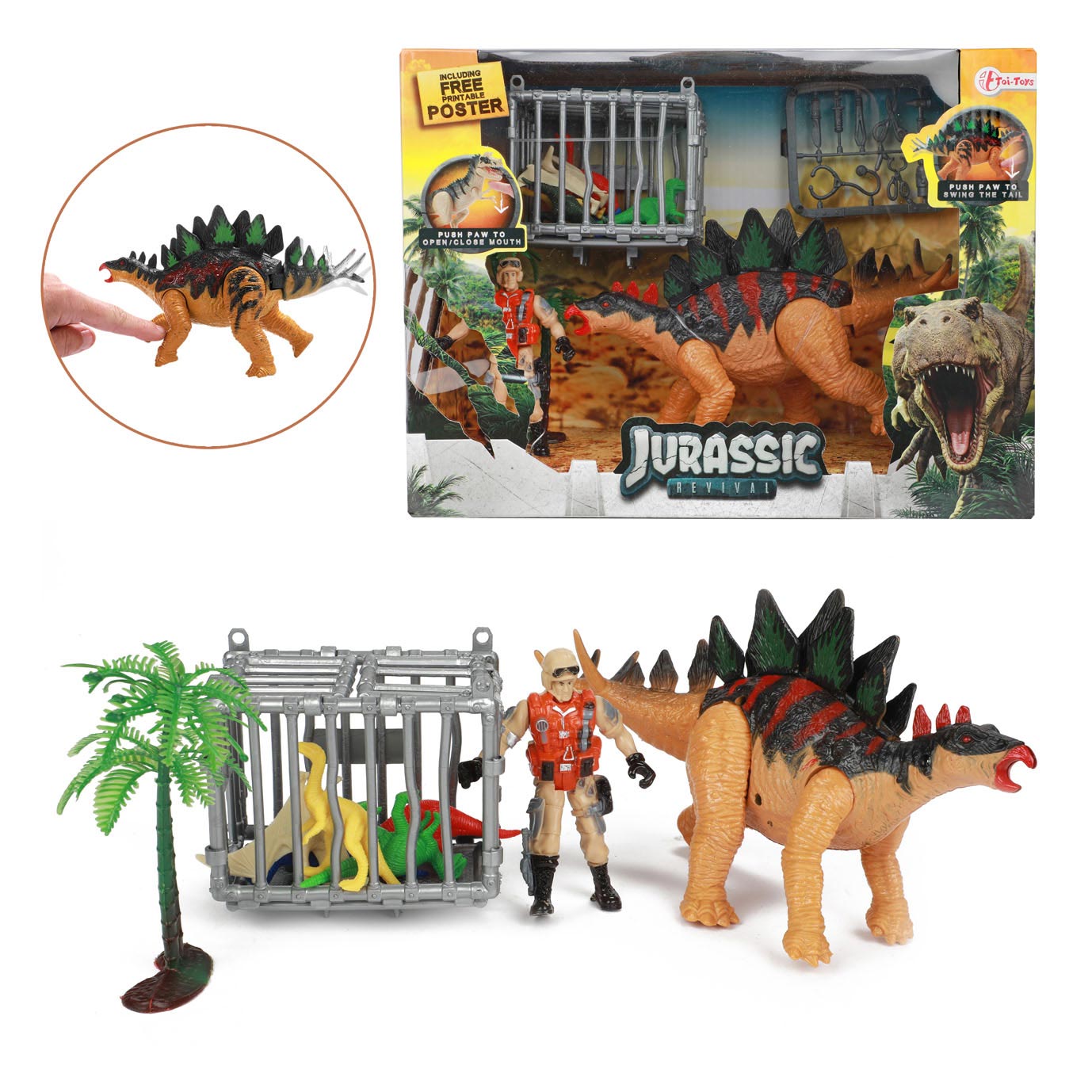 Toi-Toys WORLD OF DINOSAURS Dino Stego Spielset mit Zubeh&ouml;r ab 3 Jahren Dinosaurier Kinder 