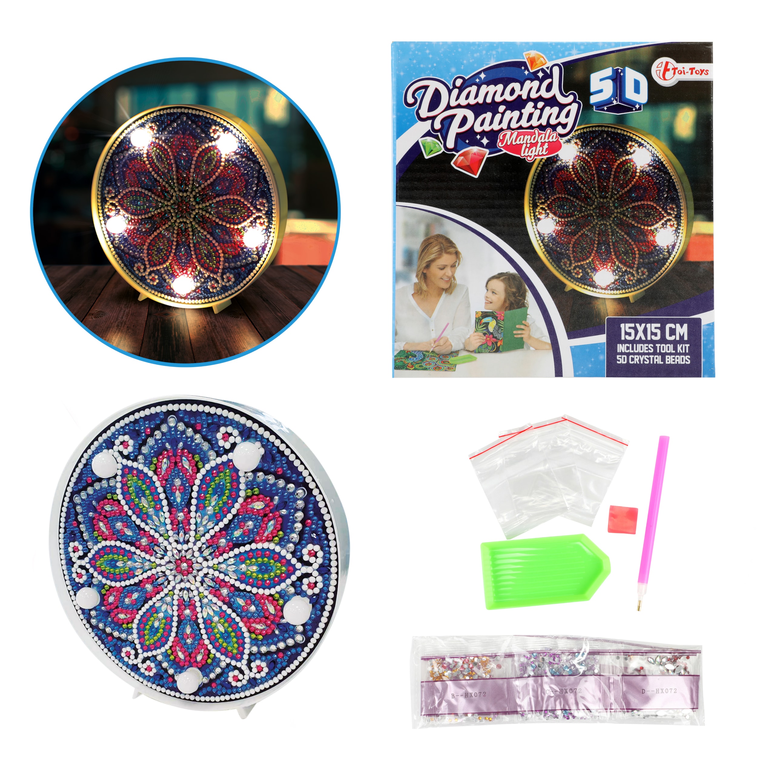 Toi-Toys 46656A - DIY - Diamantlampe - Mandala (5D) Kristall diamond basteln kreativ selbermachen 