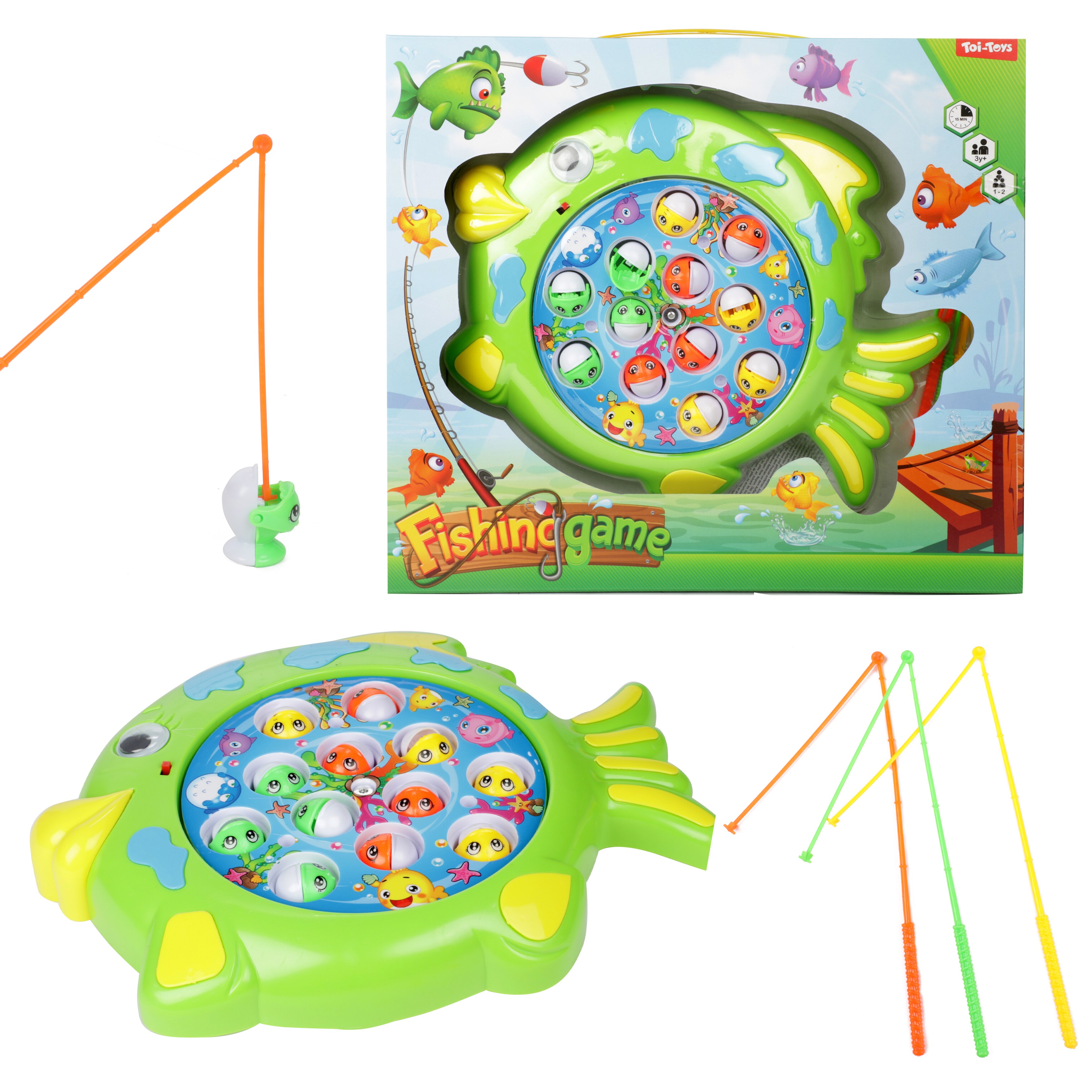 Toi-Toys 52245B - Angelspiel Drehscheibe - Fange den Fisch (mit Ton) Fische angeln Kinderspiel 