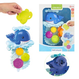 Toi-Toys 71222A - Little Stars - Wassermühle mit Saugnapf für Baby Badewanne Wal Kleinkinderspielzeug 
