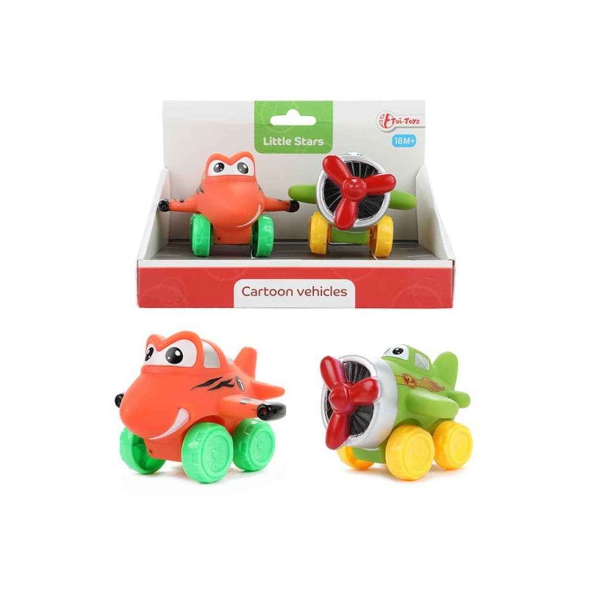 Toi-Toys - LITTLE STARS - 2 weiche PVC Flugzeuge - Cartoon vehicles Baby Spielzeugautos Autos Fahrzeug 