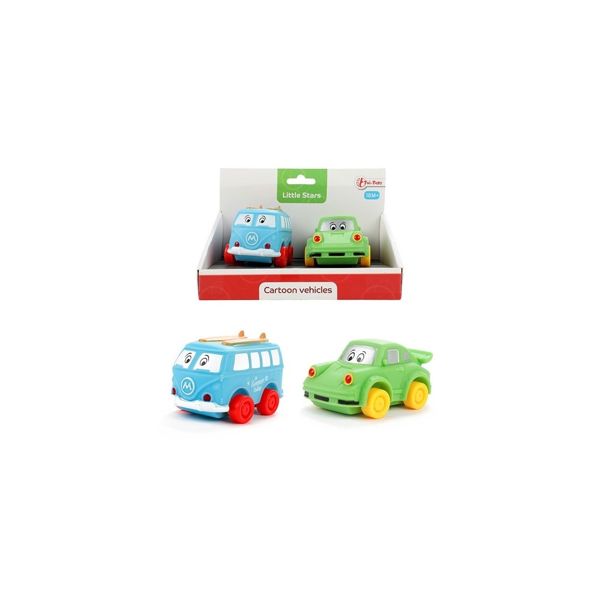 Toi-Toys - LITTLE STARS - 2 weiche PVC-Autos - Cartoon vehicles Baby Spielzeugautos Autos Fahrzeug 