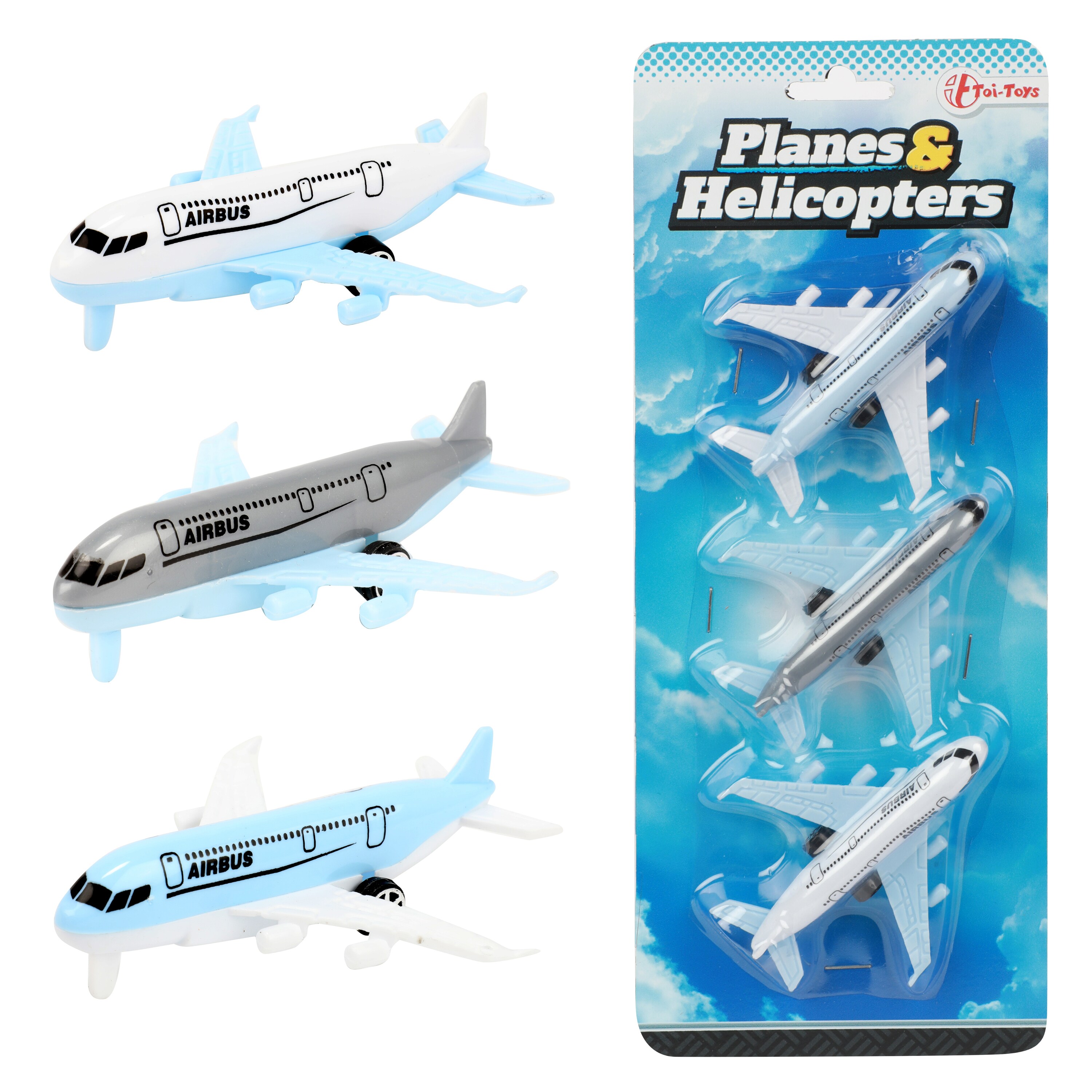 Toi-Toys - Spielzeugflugzeuge -  Airbus Flugzeuge (3 St&uuml;ck) Modellflugzeug Plane 