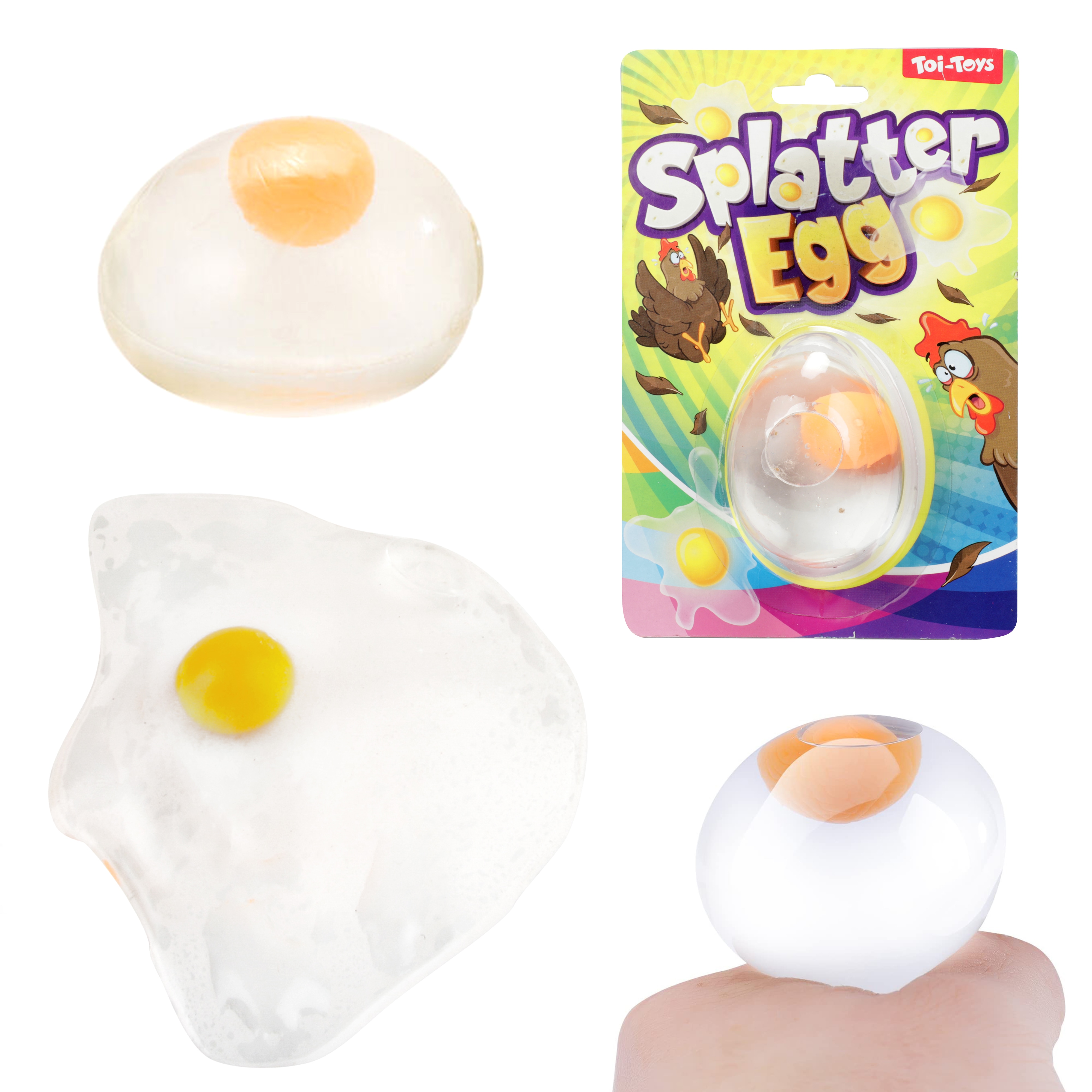 Toi-Toys 35247A - Anti-Stressball - Glibber Ei Splatter Egg quetsch Schleim Wurfei kneten Ball Scherzartikel 