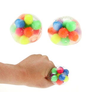 Toi-Toys - Quetsch-Ball gefüllt mit bunten Bällchen Antistressball Stressball Bälle 