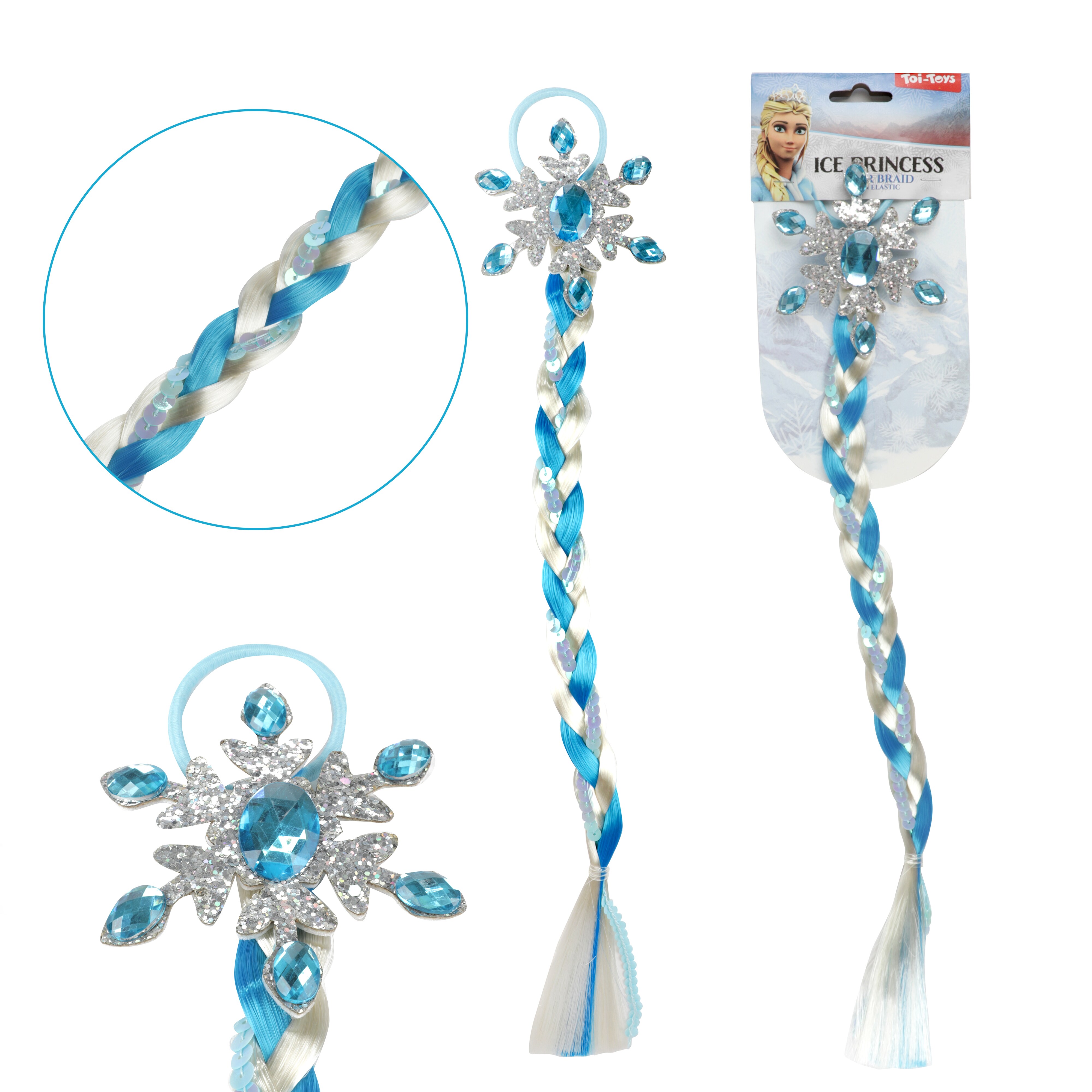 Toi-Toys - ICE PRINCESS Haarzopf Eisprinzessin Haargummi Haare Kost&uuml;m Karneval 