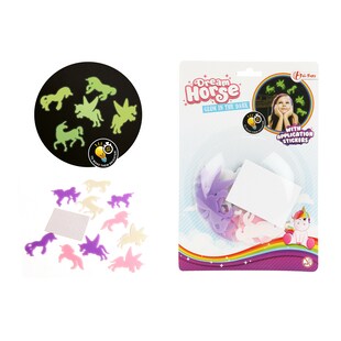 Toi-Toys - DREAM HORSE Glow in The Dark Shapes Einhorn-Aufkleber (12 Stück) Application Stickers 