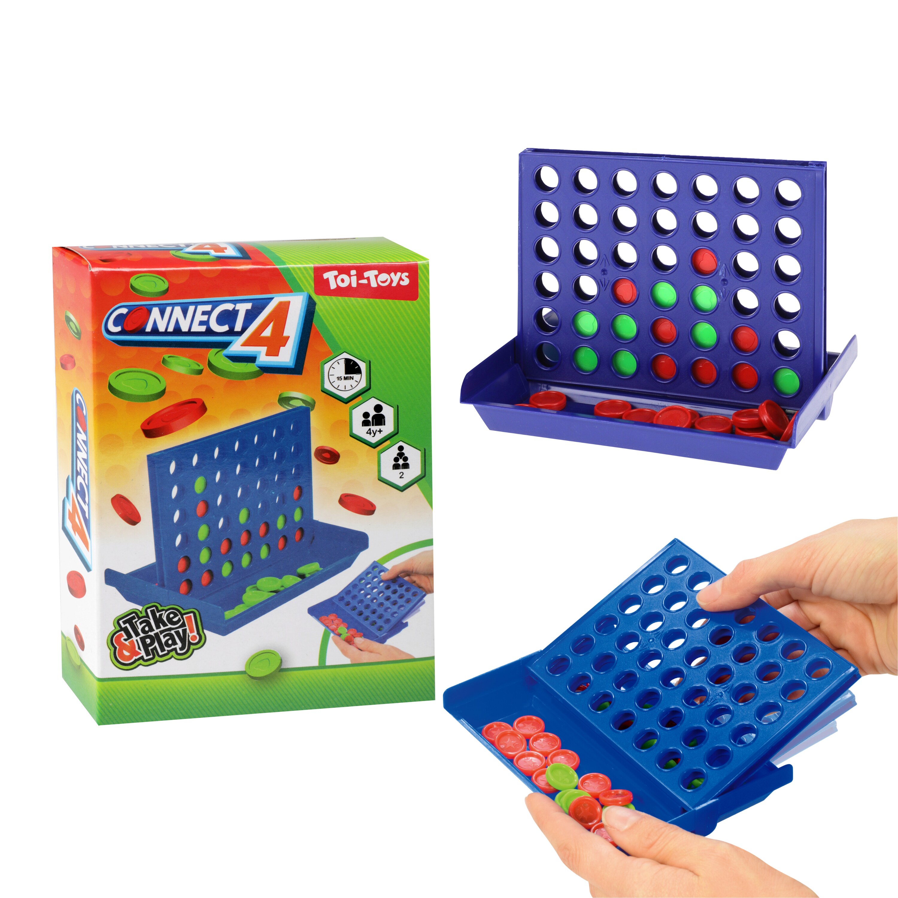 Toi-Toys - Reisespiel - Connect 4 Gesellschaftsspiel Familienspiel Kinderspiel 