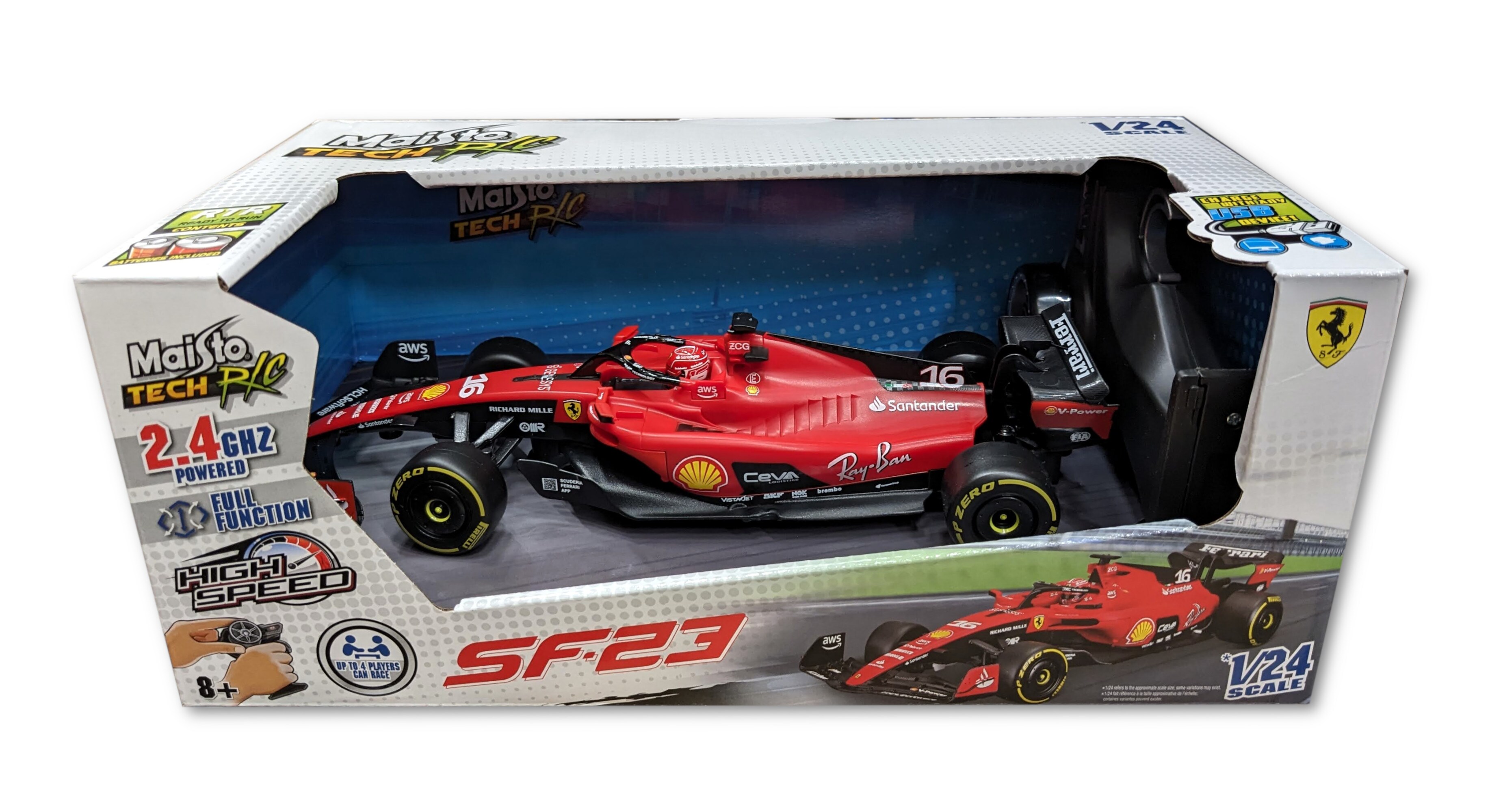 Maisto Tech 82357 - Ferngesteuertes Auto - F1 Ferrari SF-23 (Ma&szlig;stab 1:24) Formel 1 Auto Leclerc 