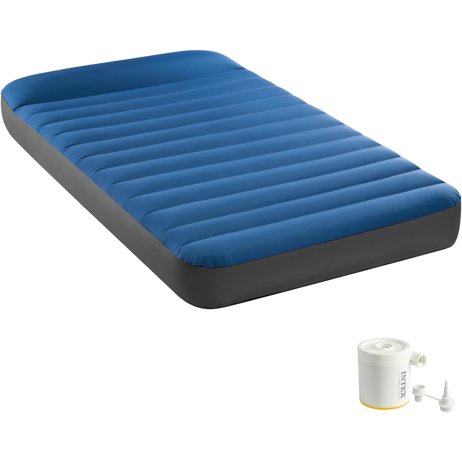 INTEX 64011 - Luftbett - Twin Dura-Beam Truaire inkl. USB-Luftpumpe (blau, 99x191x22cm) Luftmatratze Campingbett