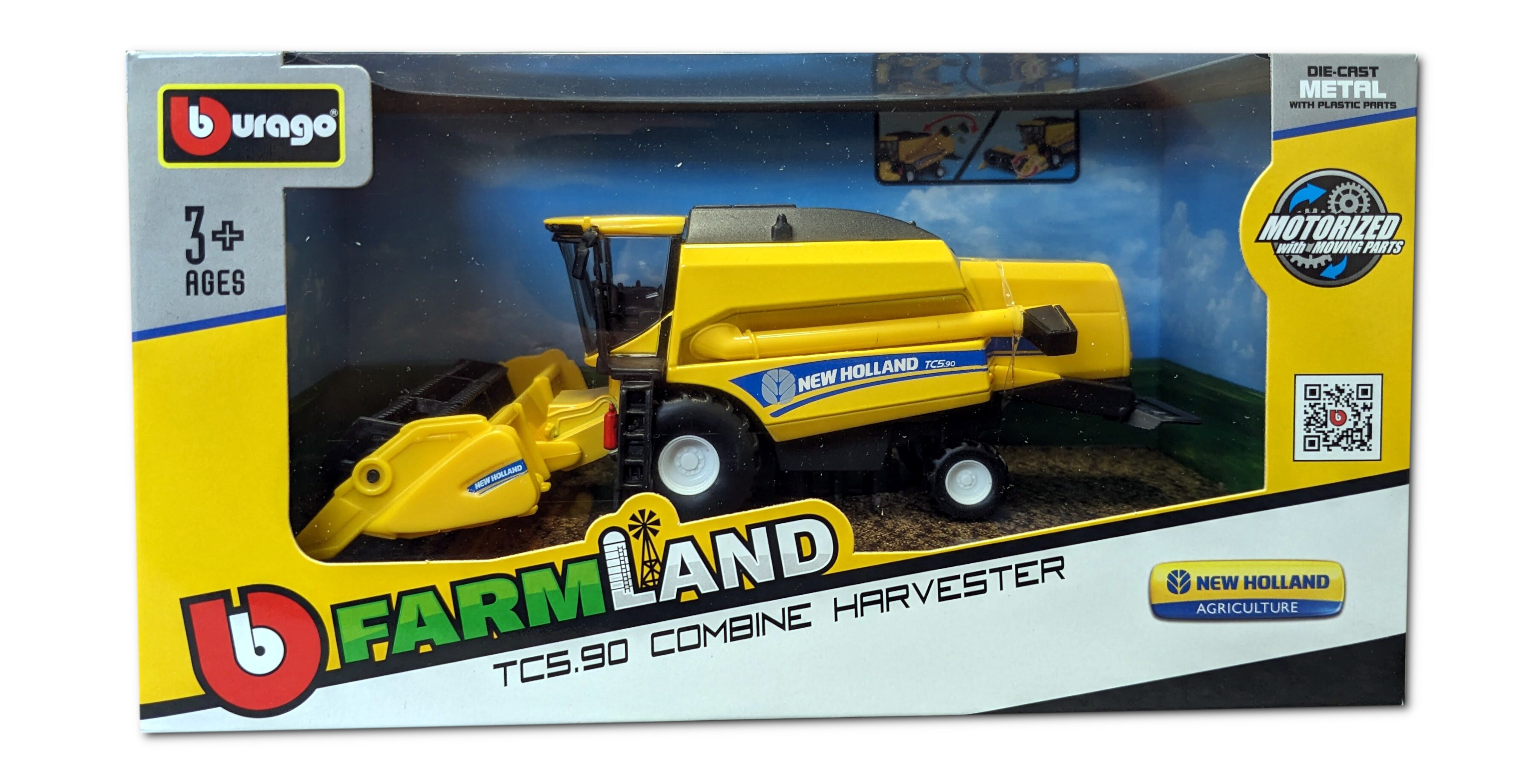 Bburago 18-31721 - New Holland - M&auml;hdrescher TC5.90 f&uuml;r Getreide (gelb) Spielzeugm&auml;hdrescher Modell 