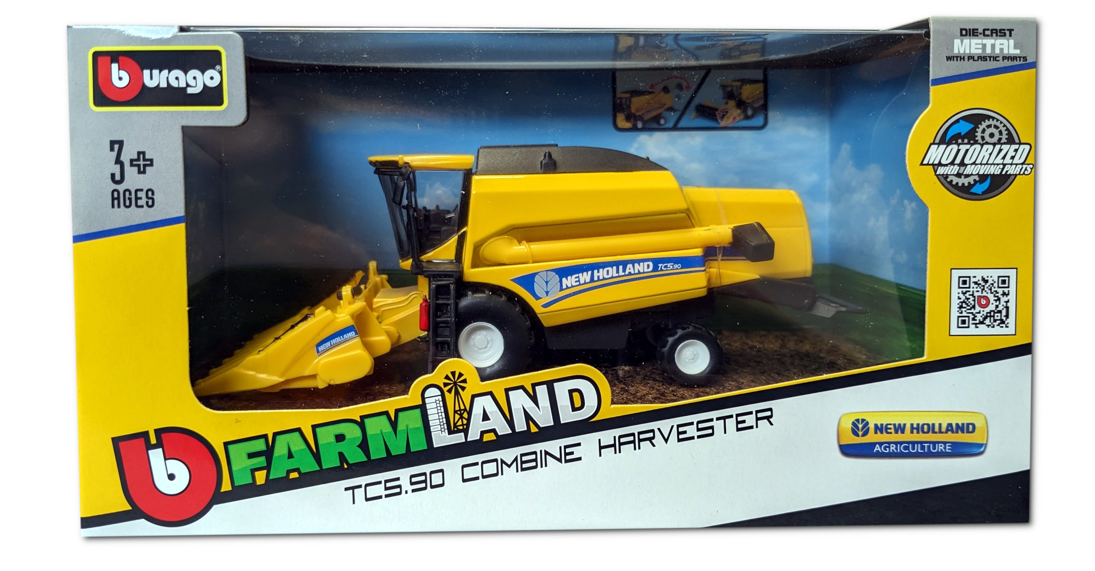 Bburago 18-31722 - New Holland - M&auml;hdrescher TC5.90 f&uuml;r Mais (gelb) Spielzeugm&auml;hdrescher Modell 