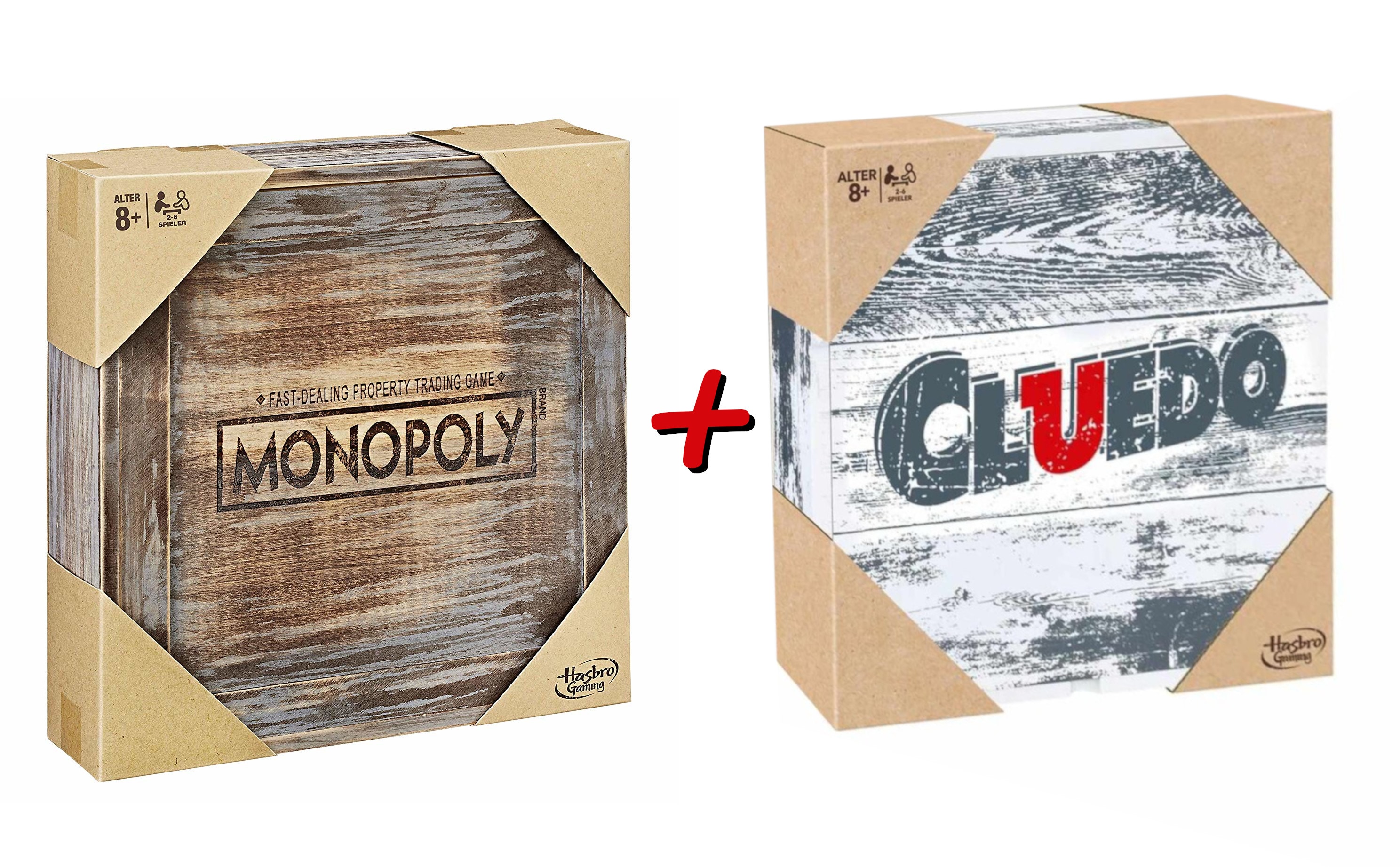 Monopoly Holz Sonderedition + Cluedo Rustikal Bundle Brettspiel Gesellschaftsspiel 