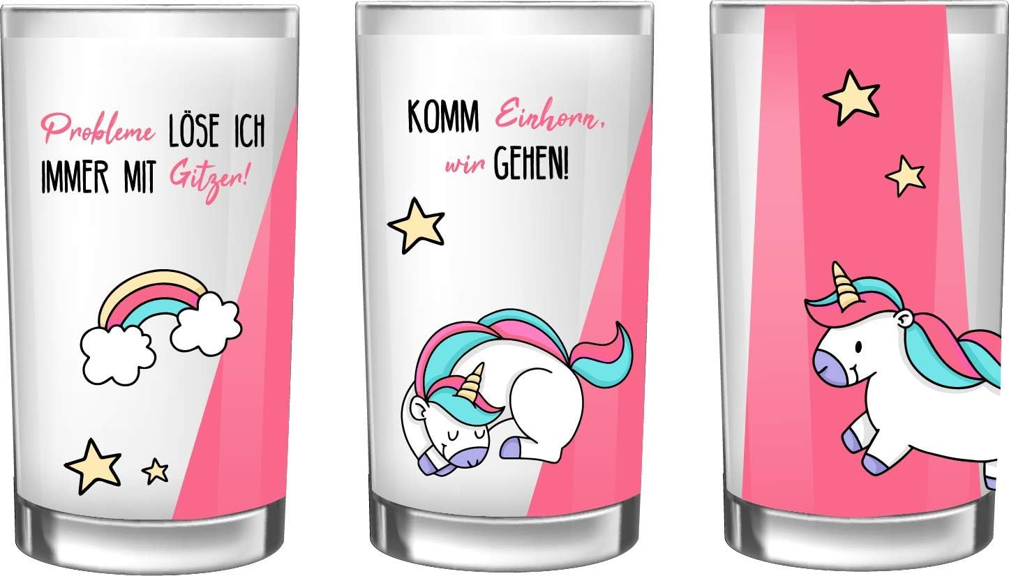 EinhornLiebe - Milchgl&auml;ser / Trinkgl&auml;ser (3 St&uuml;ck) Trinkglas Milchglas Einhorn Unicorn 