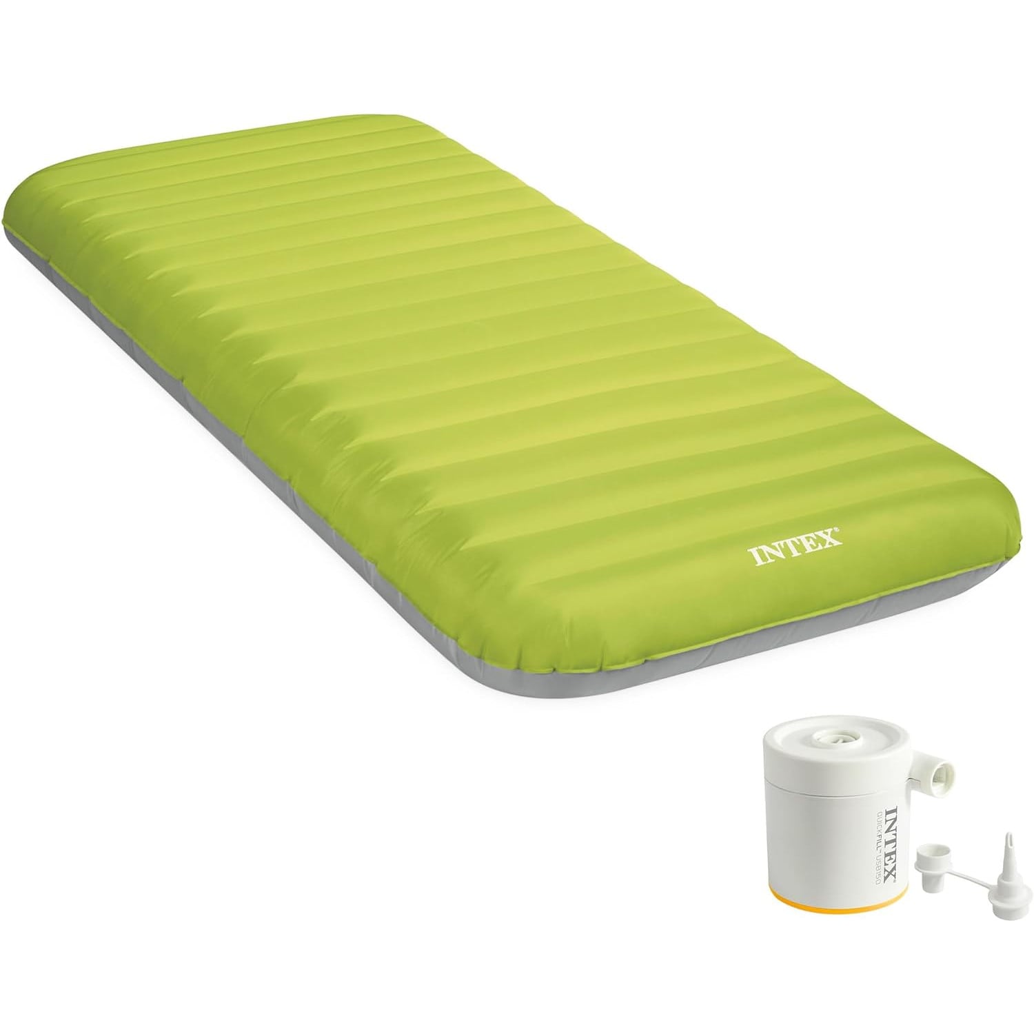 INTEX 64097NP - Luftbett - Dura-Beam Truaire inkl. USB-Luftpumpe (gr&uuml;n, 76x191x17cm) Luftmatratze Campingbett 