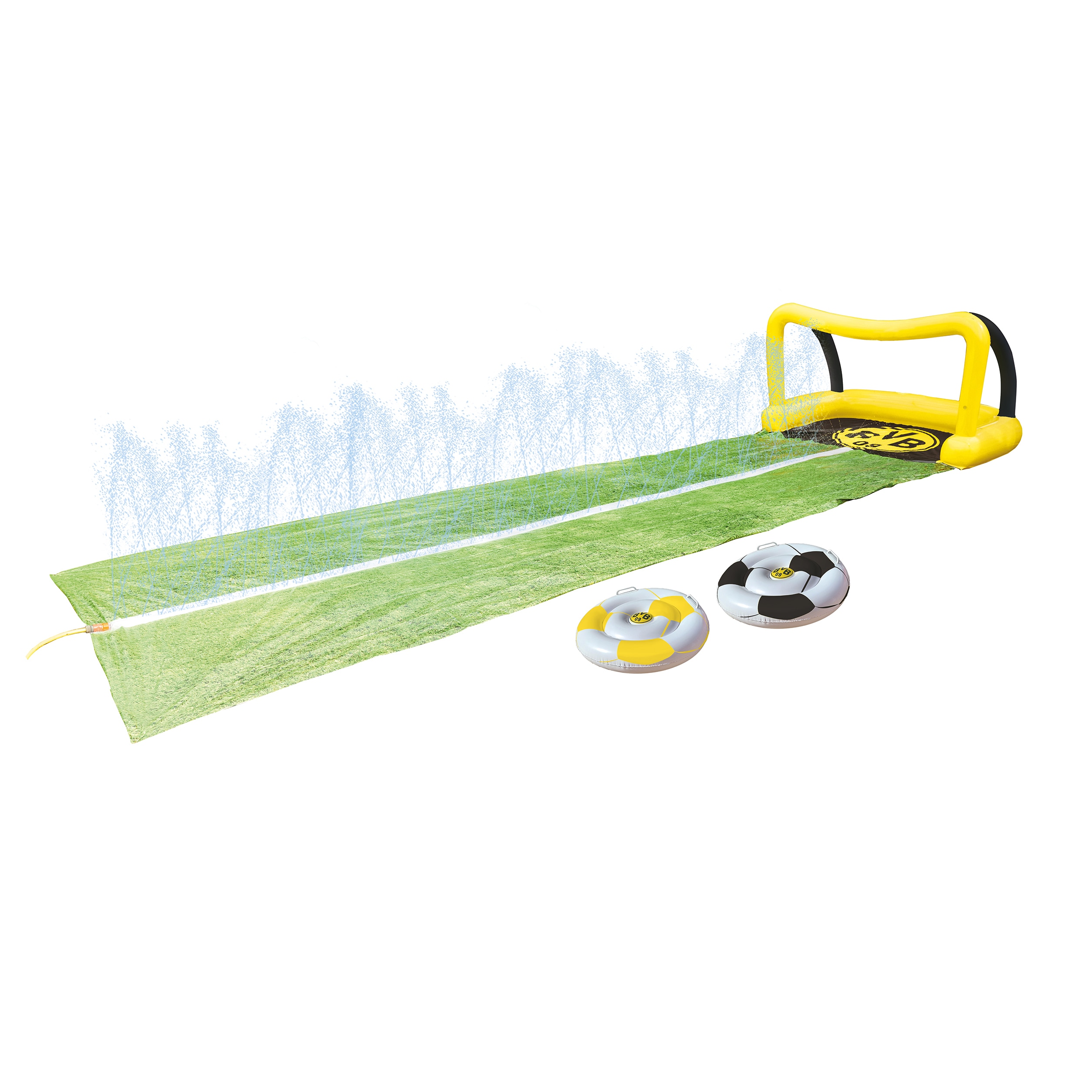 Happy People - Wasserrutsche - BVB Borussia Dortmund (650 x 180cm) mit 2 Boards im Fu&szlig;balldesign 