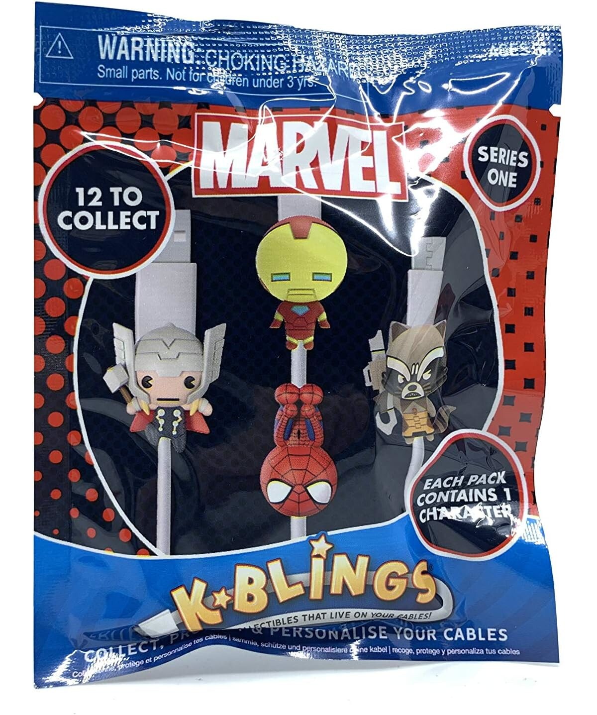 K-Blings - Marvel Kabel-Clip Sammelfigur Sammeln Sammler Ladekabel Figur Kinder Spiderman Thor 