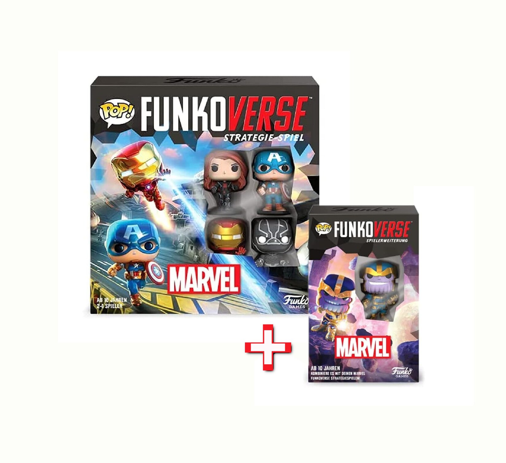 - Strategie-Spiel - Funkoverse Marvel + Erweiterung Brettspiel Superhelden Avengers
