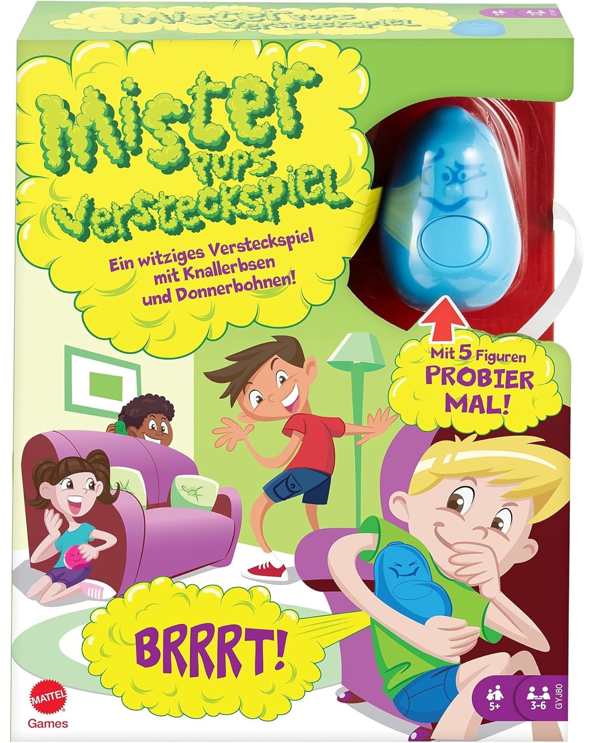 Mattel GYJ80 - Versteckspiel - Mister Pups Kinderspiel Gesellschaftsspiel 