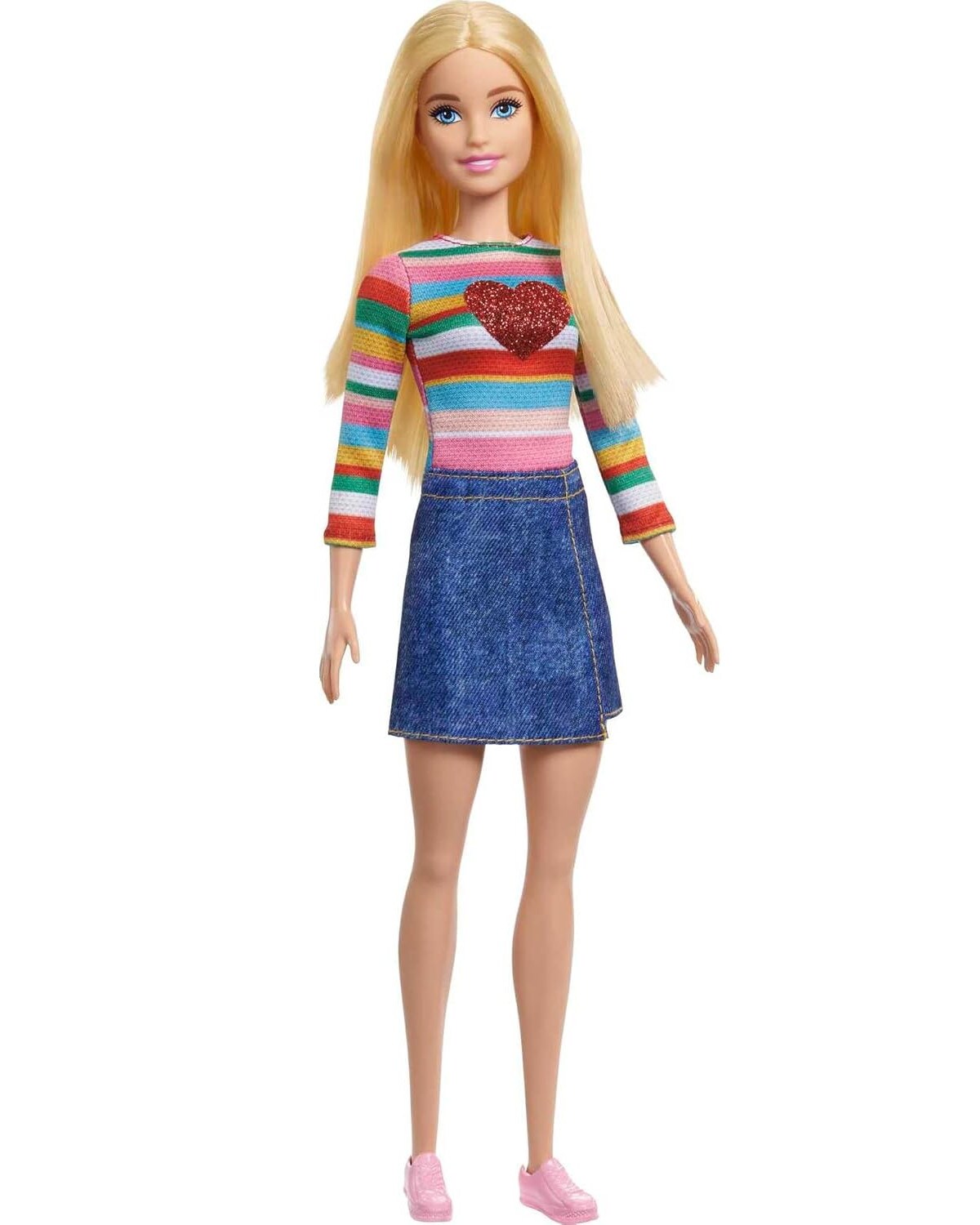 Mattel - Puppe - Barbie Malibu Modepuppe mit Herz-Shirt und Jeansrock Ideal f&uuml;r Kinder ab 3 Jahren 