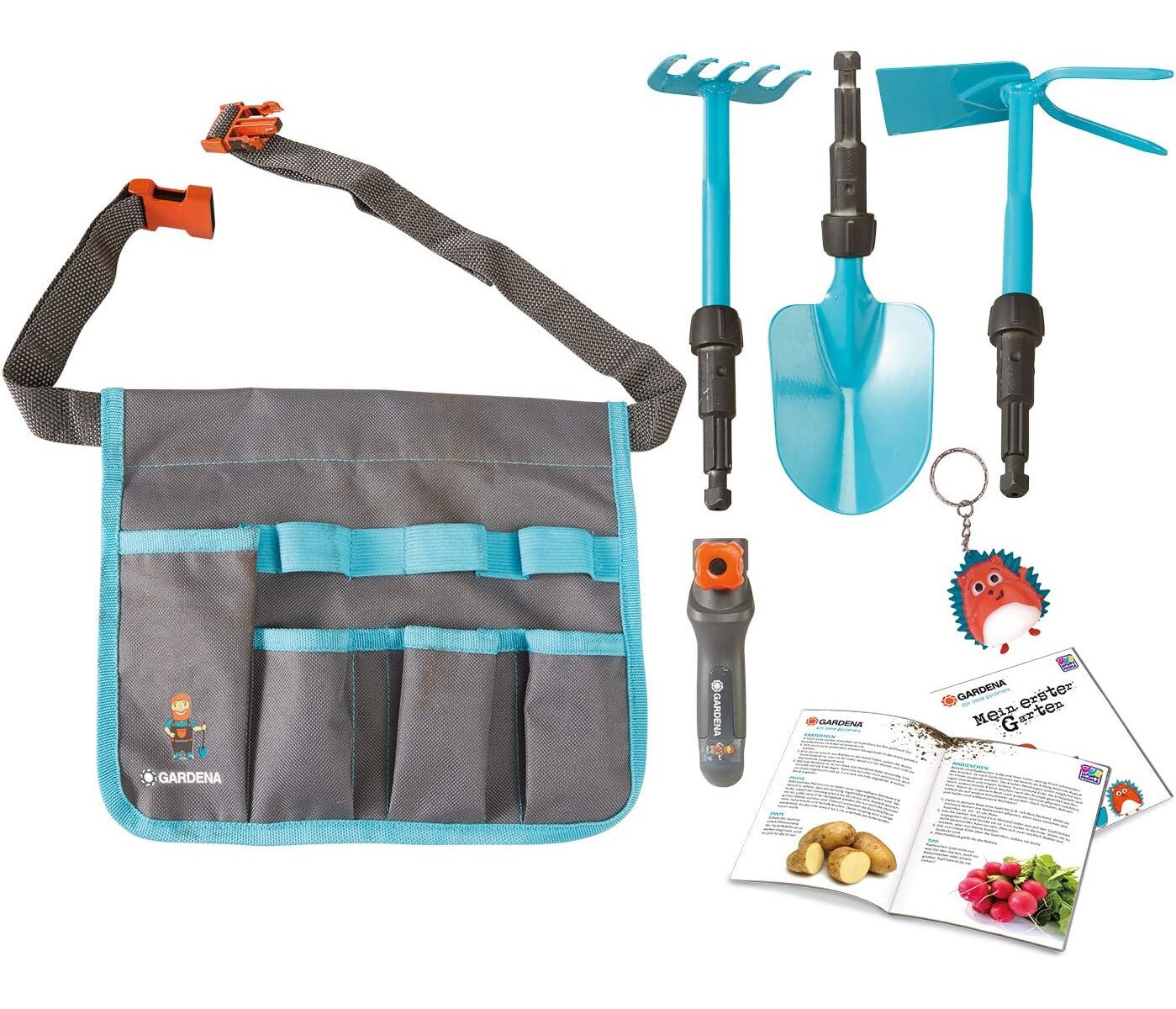 Happy People 16866 - GARDENA G&uuml;rteltasche 7-teilig inkl. Schaufel, Rechen, Hacke 