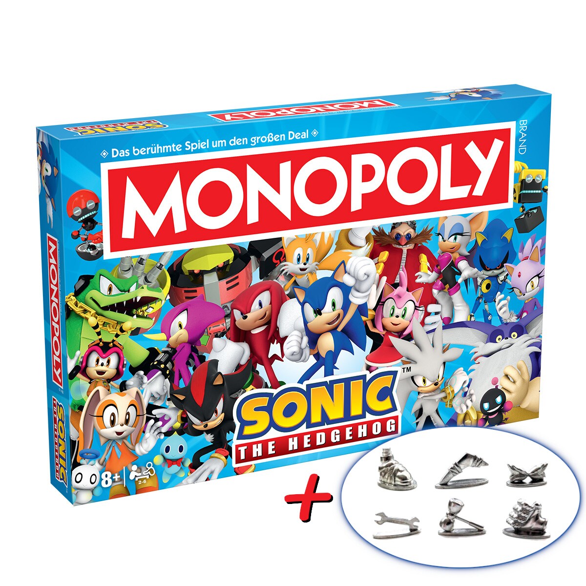 Monopoly - Sonic + 6 EXTRA Spielfiguren Gesellschaftsspiel Brettspiel Spiel