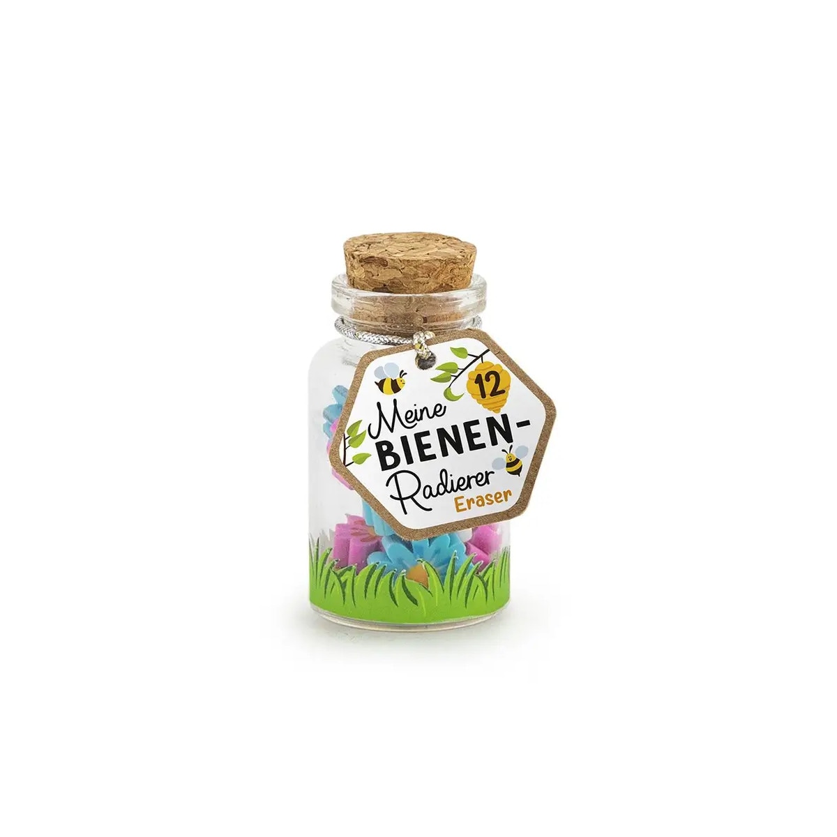 Trendhaus 956958 - Meine Bienen-Freunde - Mini Radierer im Glas Radiergummis Eraser Schreibwaren 