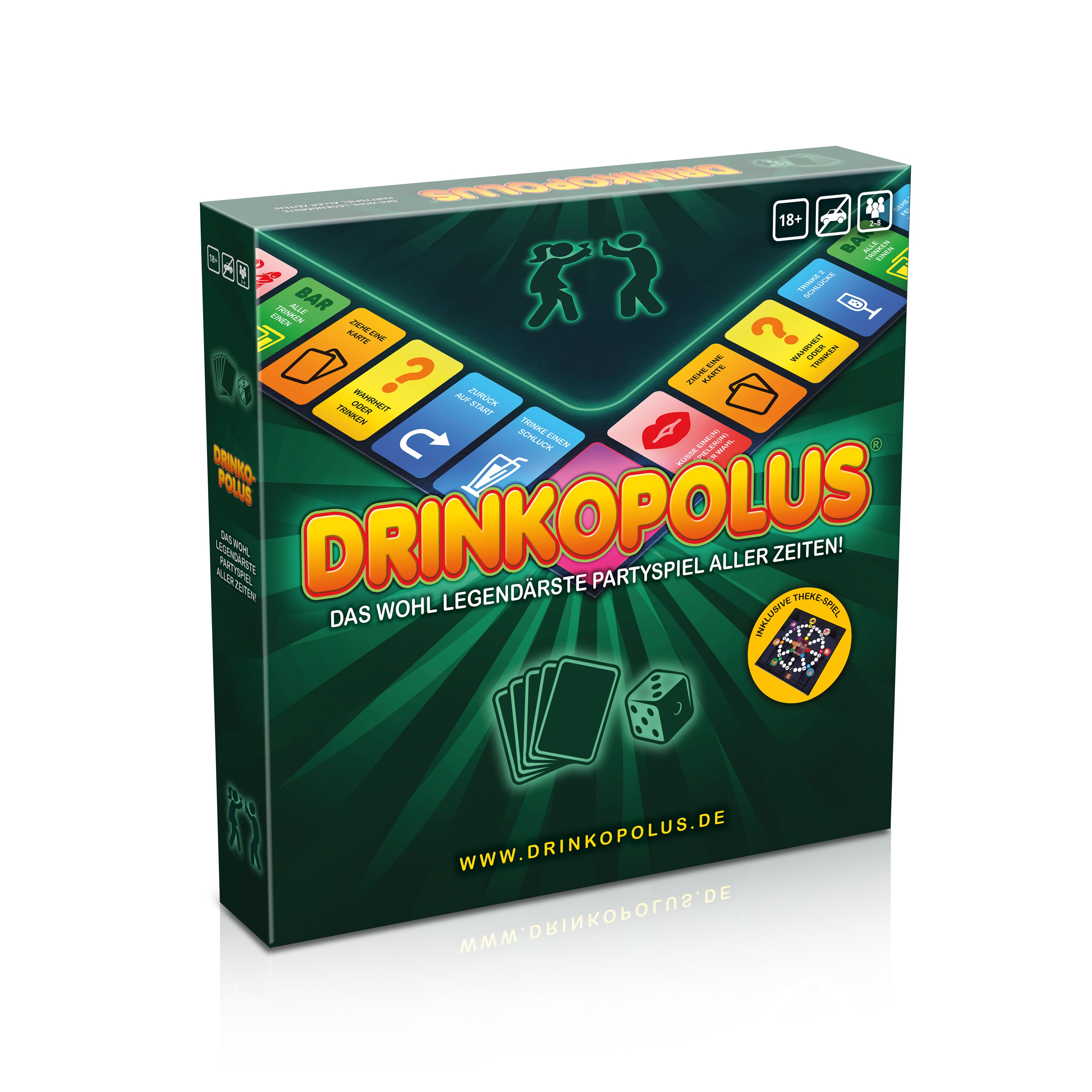 Brettspiel - Drinkopolus Partyspiel f&uuml;r Erwachsene inkl. Spiel "Theke" 