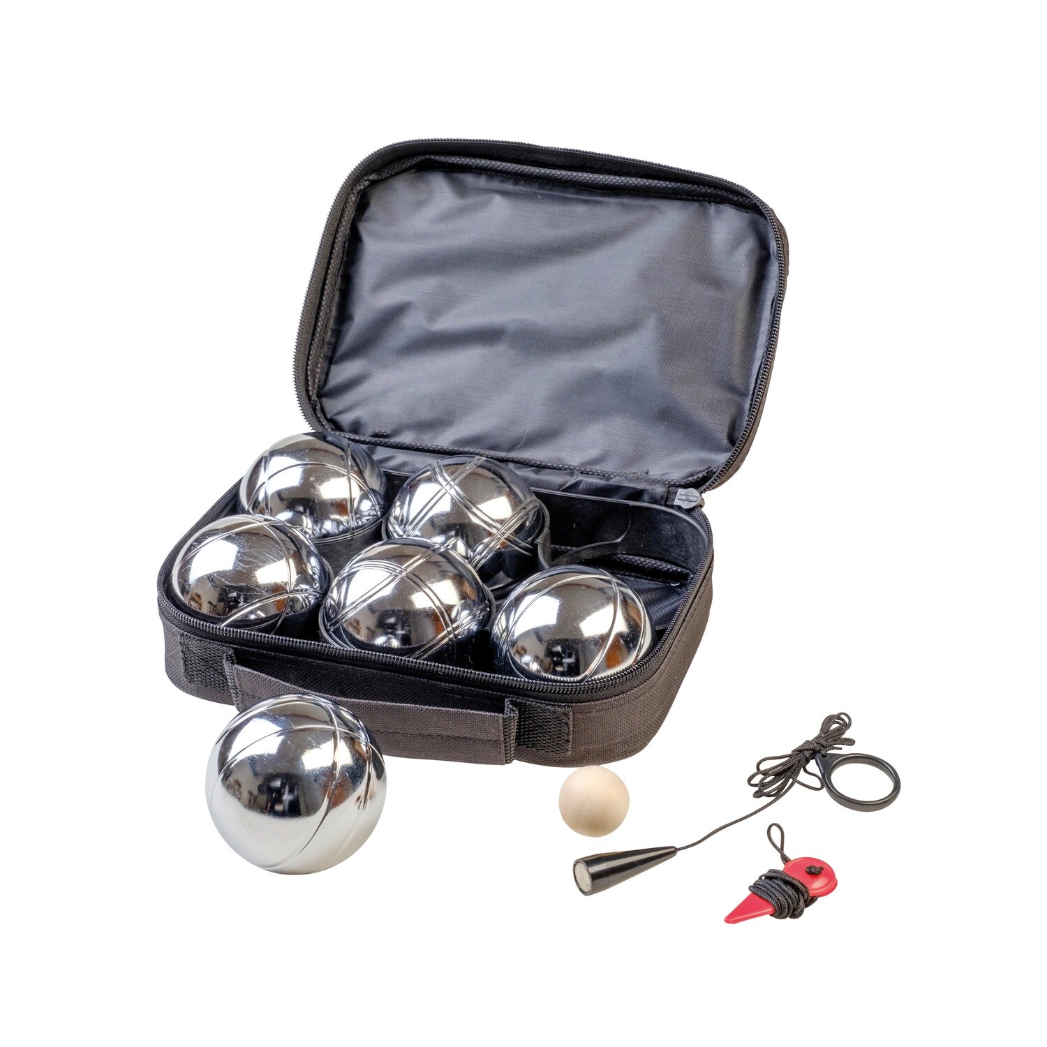 Happy People 74001 - Boulekugeln in Nylontasche (6 St&uuml;ck) Boule Cochonnet Metall 