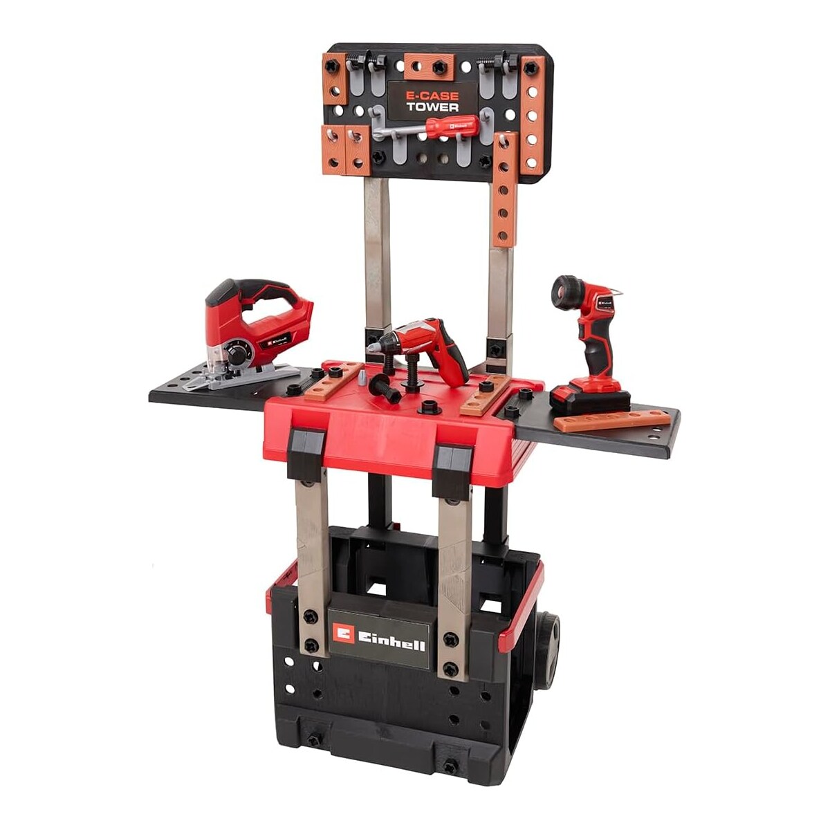 Happy People 41791 - Einhell KIDS E-Case Werkbank (110 Teile) transportfähig und mitwachsend Kinder