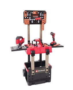 Happy People 41791 - Einhell KIDS E-Case Werkbank (110 Teile) transportfähig und mitwachsend Kinder 