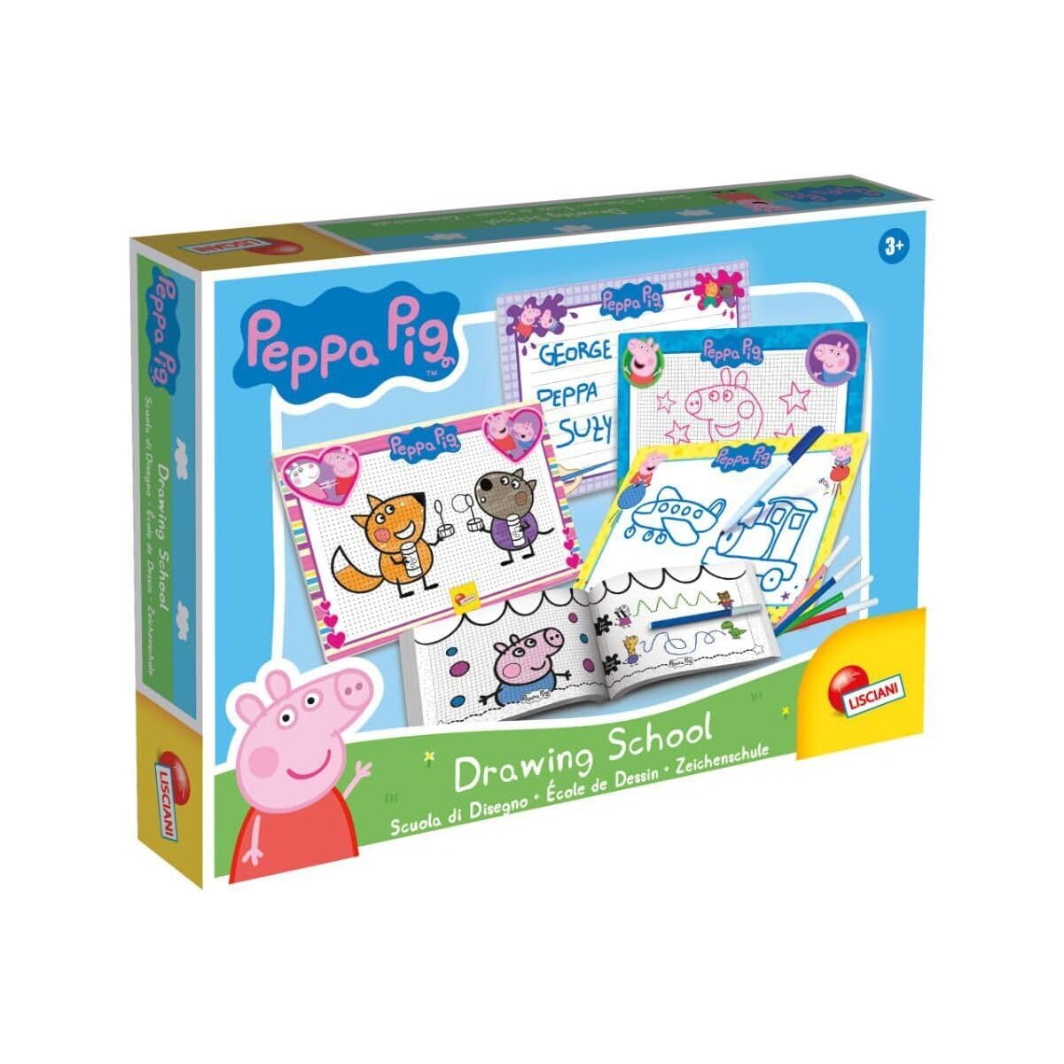 Lisciani 92215 - Peppa Wutz Zeichenschule Malset Schreibtafeln zeichnen malen kreativ Zeichenset Pig 