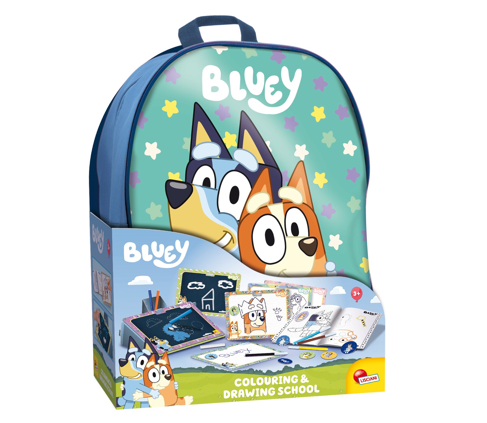 104604 - Bluey Mal und Zeichenschule mit Rucksack Malbuch malen zeichnen Kinder