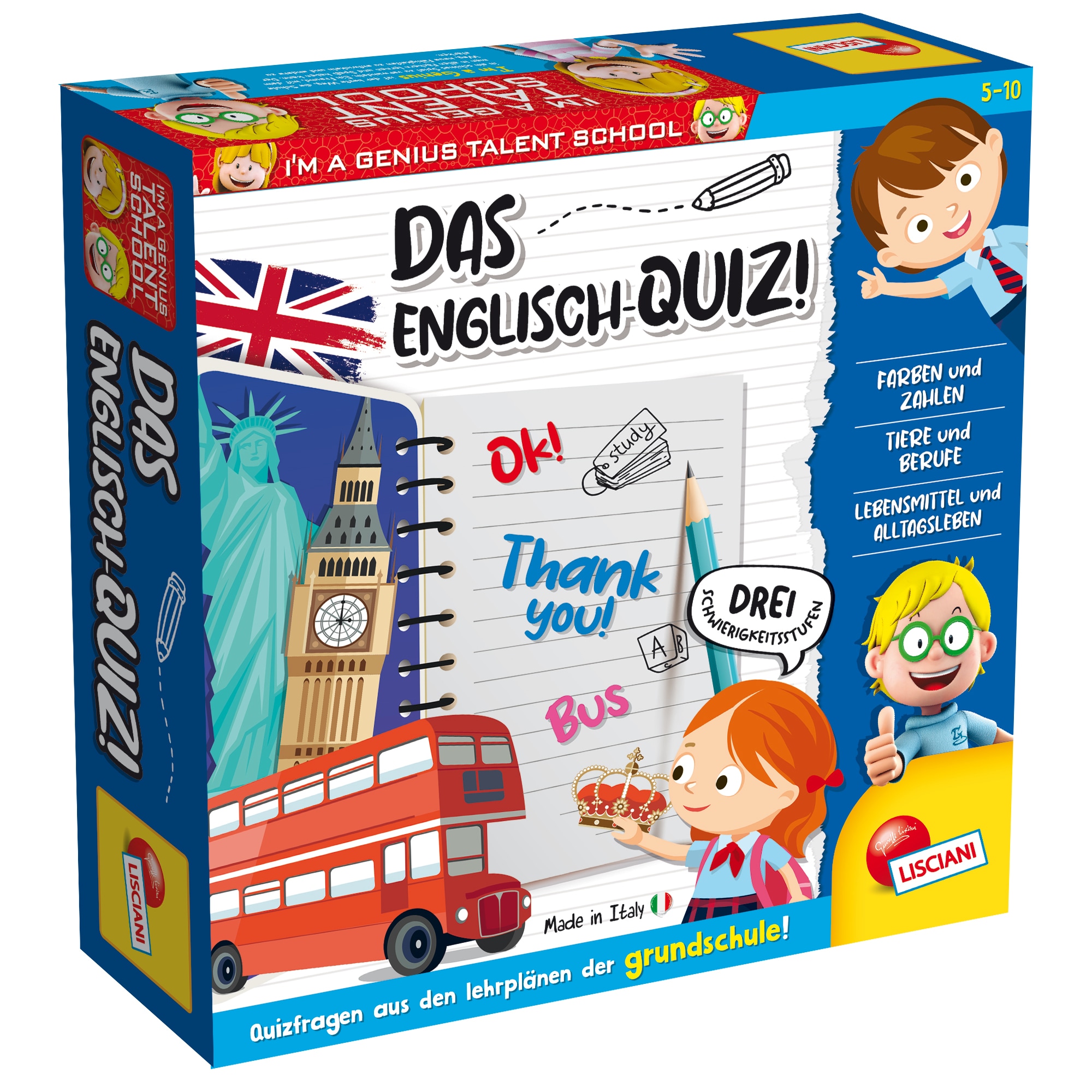 Lisciani DE48892 - Das Englisch Quiz Lernspiel Grundschule Vokabeln lernen Sprachspiel English 