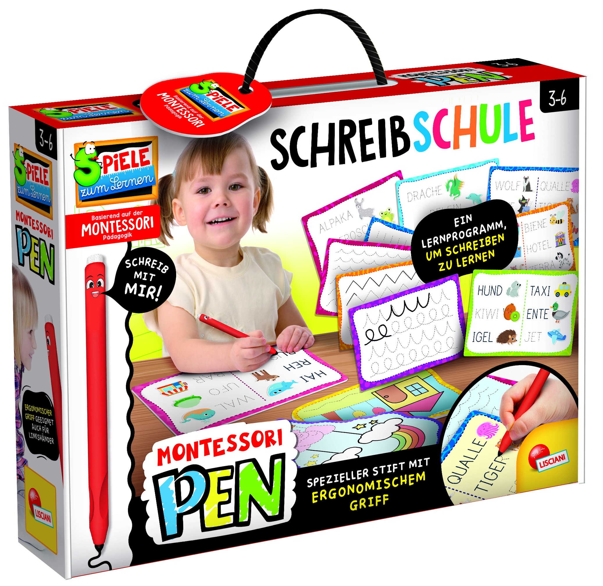 Lisciani DE97081 - Montessori Schreibschule ergonomischer Stift Griff schreiben lernen lesen zeichnen 