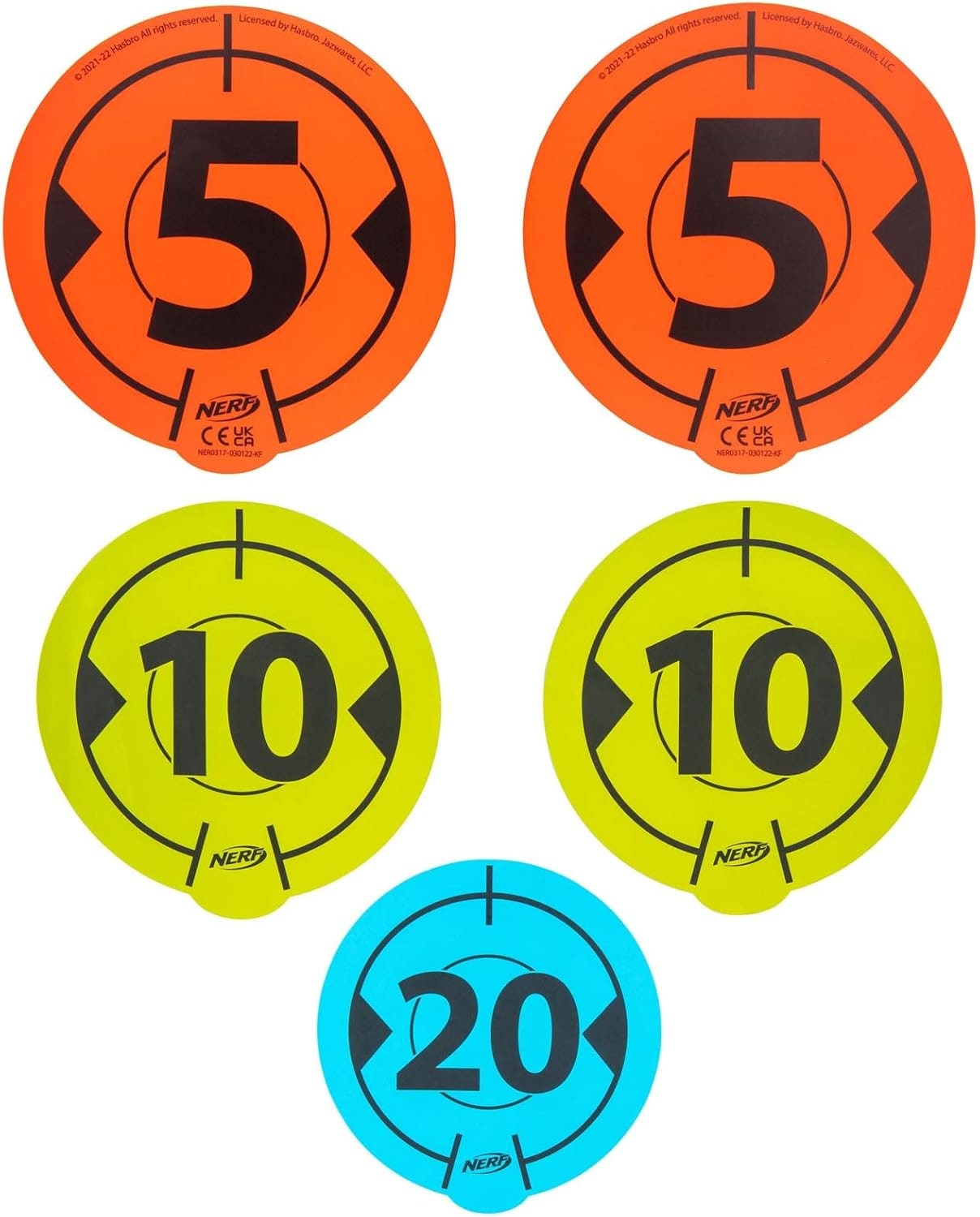 Jazwares - Nerf Zielscheiben - Wall-to-Wall Targets (5er Pack) Wandziele Pistole Pfeile Ziel Schie&szlig;en 