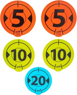 Jazwares - Nerf Zielscheiben - Wall-to-Wall Targets (5er Pack) Wandziele Pistole Pfeile Ziel Schießen 