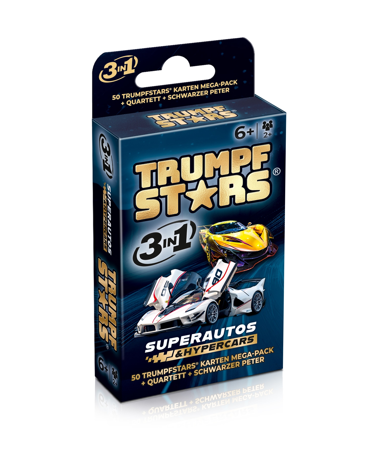 Kartenspiel Trumpfstars Superautos & Hypercars 3 in 1 Quartettspiel ab 6 Jahren 