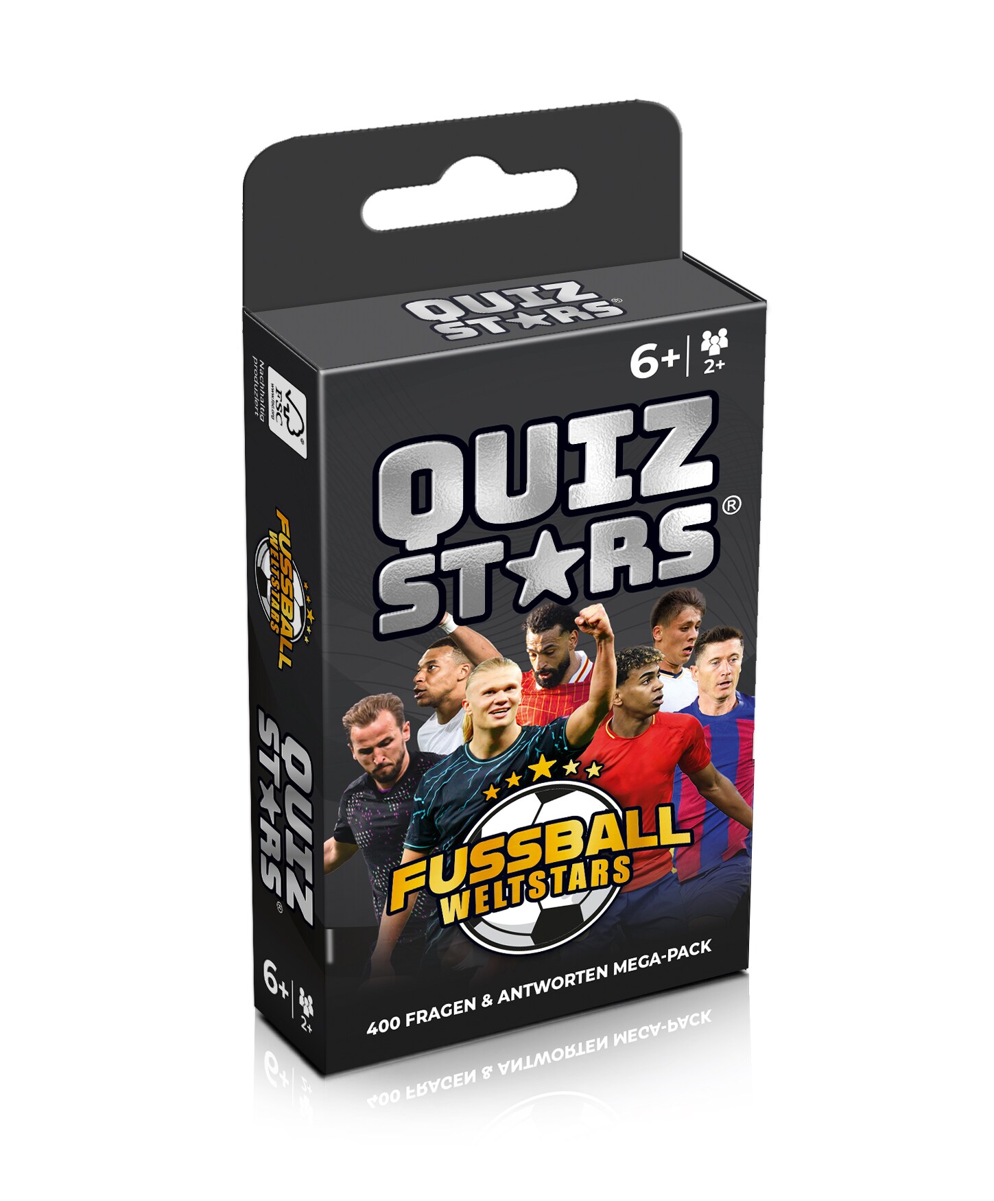 QUIZSTARS Fussball Weltstars Kartenspiel &ndash; 400 Fragen &ndash; 2&ndash;8 Spieler &ndash; Deutsch 