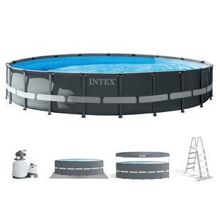 INTEX 26334GN Frame Pool Set Ultra XTR (610x122cm) inkl. Filterpumpe Abdeckplane Leiter Bodenplane 