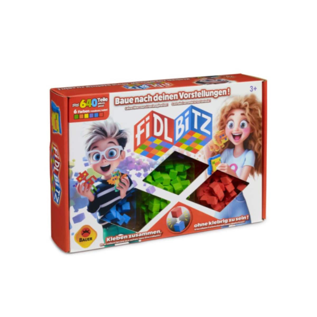 Bauer Spielwaren FidlBitz Deluxe Set &ndash; 640 Sensorikw&uuml;rfel, bunte Farben, Kreativit&auml;t & Bauspa&szlig; 