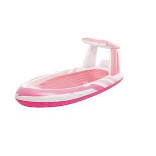 INTEX 57804EU - Luftmatratze - Pink Paradise Boat (244x97x114cm) mit Haltegriffen und Getränkehaltern 