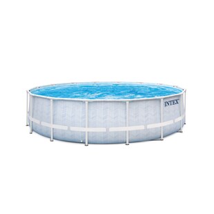 INTEX 26746GN - Frame Pool Set - Chevron (488x122cm) mit Pumpe Leiter Plane Abdeckung 