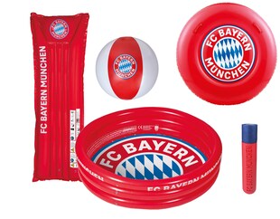 Happy People - FC Bayern München Schwimmset (5-teilig) Luftmatratze Ball Planschbecken Wasserspritze 