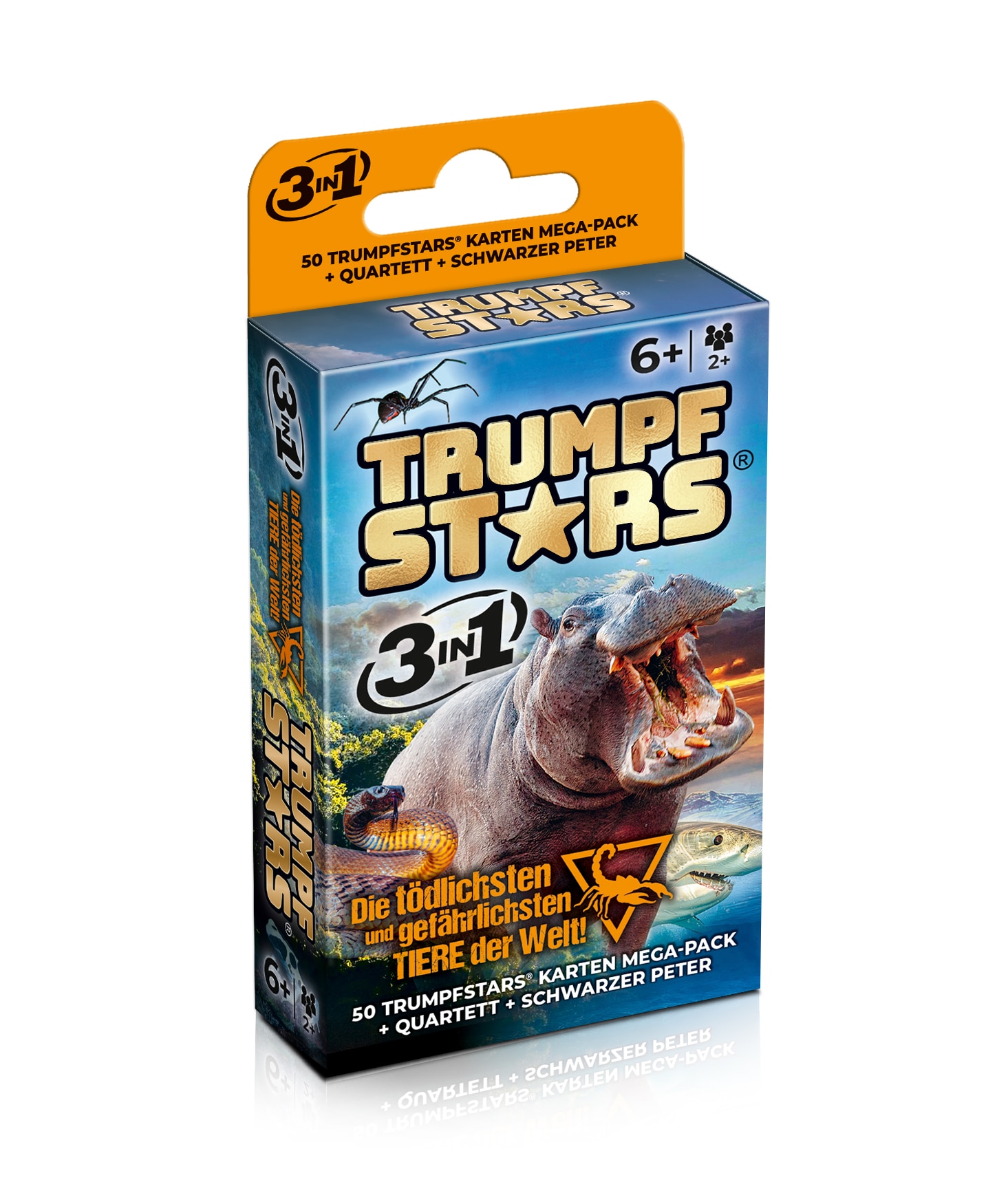 Kartenspiel Trumpfstars Die t&ouml;dlichsten und gef&auml;hrlichsten Tiere der Welt 3 in 1 Quartettspiel ab 6 Jahren 