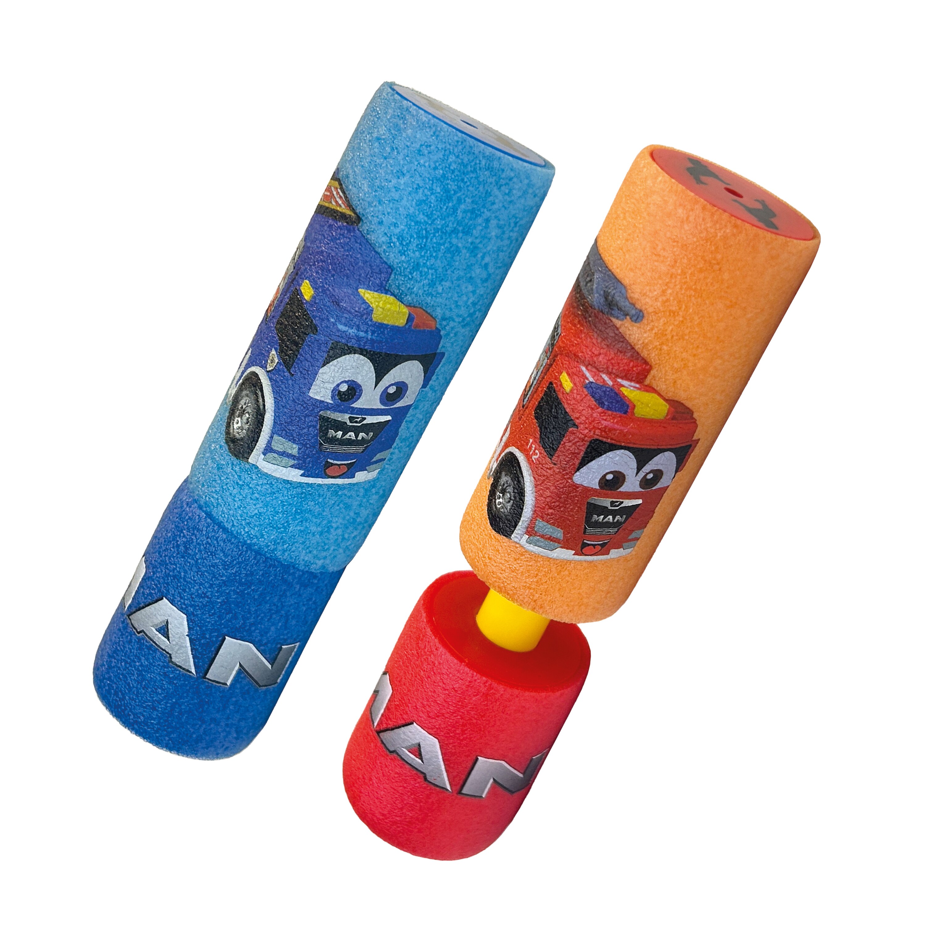 Happy People 16022 - Wasserspritze - MAN Foam Shooter Kids (15cm) Wasserpistole Feuerwehr Polizei blau 