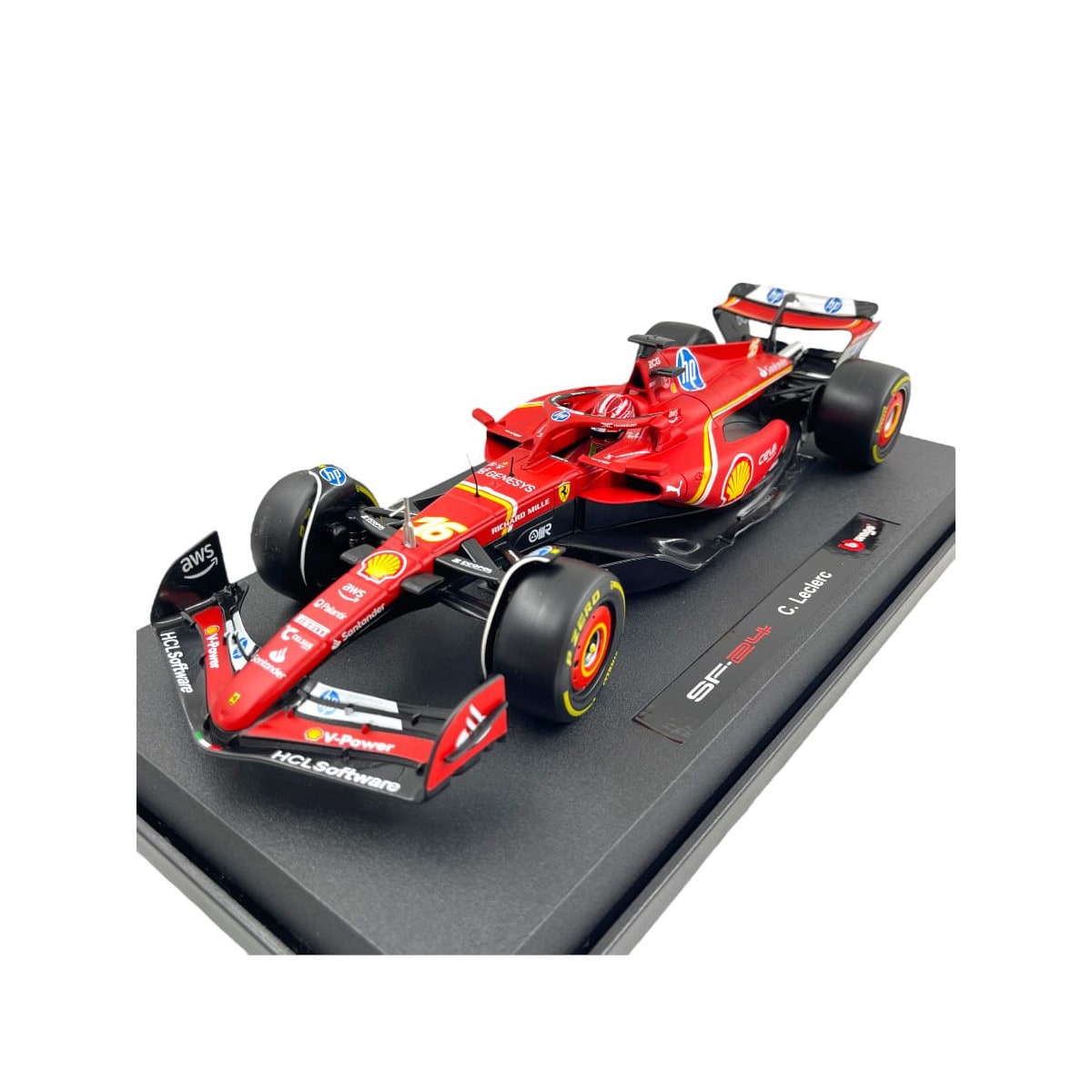 Bburago 18-16815L - Modellauto - F1 Ferrari SF-24, Imola Version Leclerc #16 2024 (Ma&szlig;stab 1:18) 