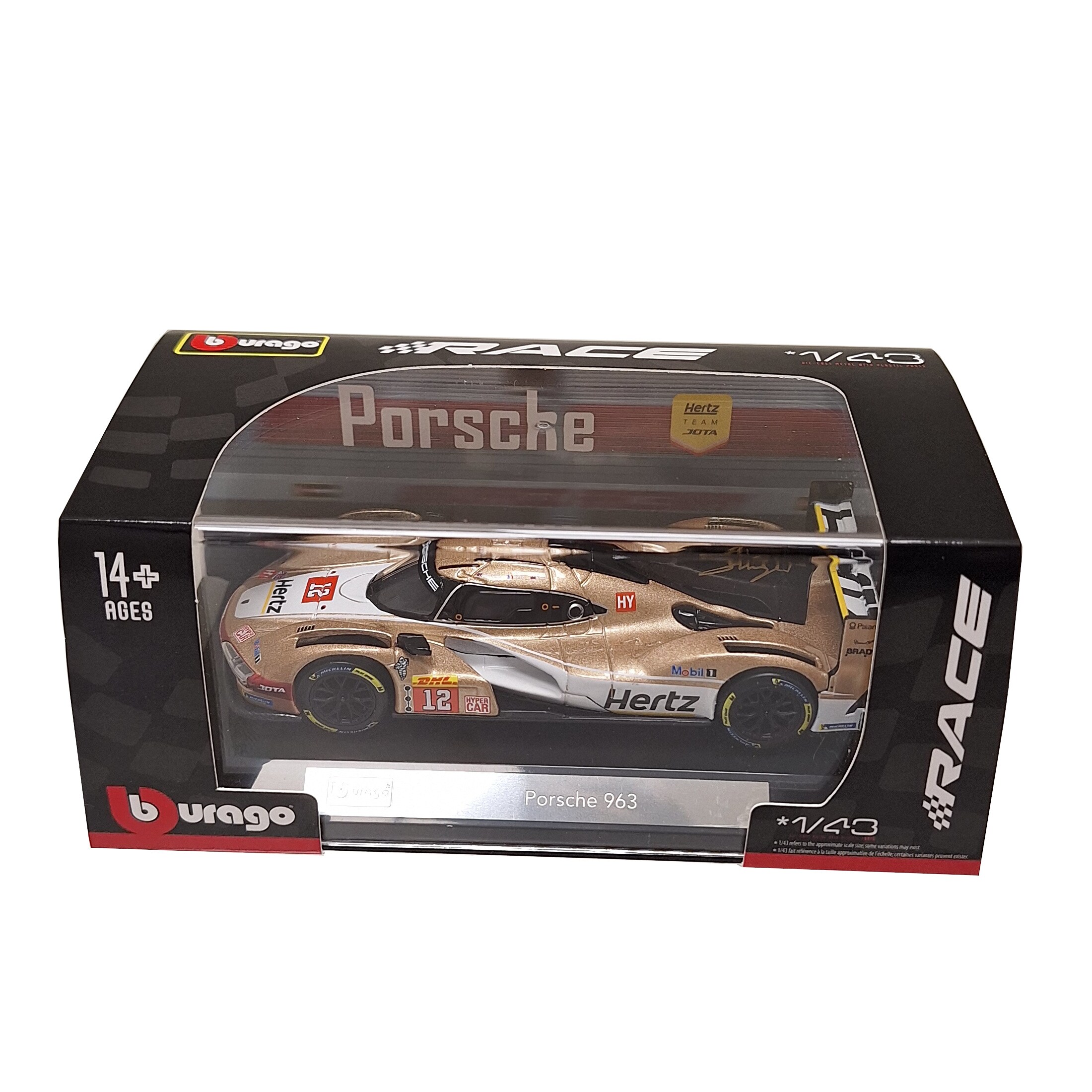 Bburago 18-38317 - Modellauto - Porsche 963 Hertz Team JOTA #12 (Ma&szlig;stab 1:43) Sammler Motorsport 